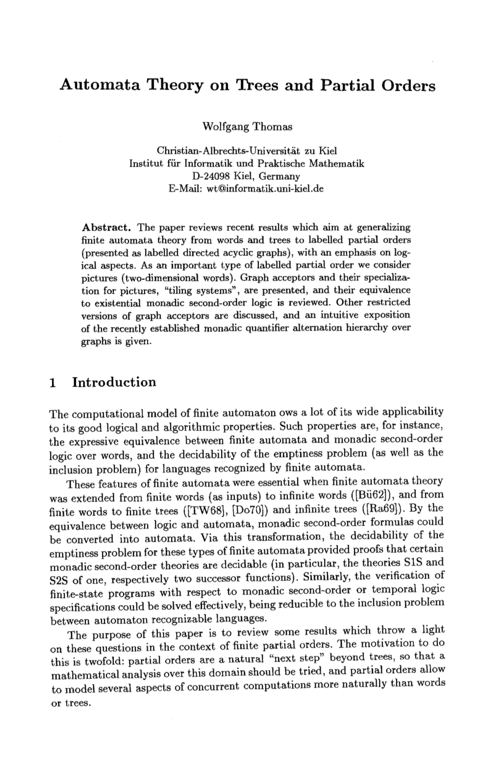 Automata Theory on Trees and Partial Orders