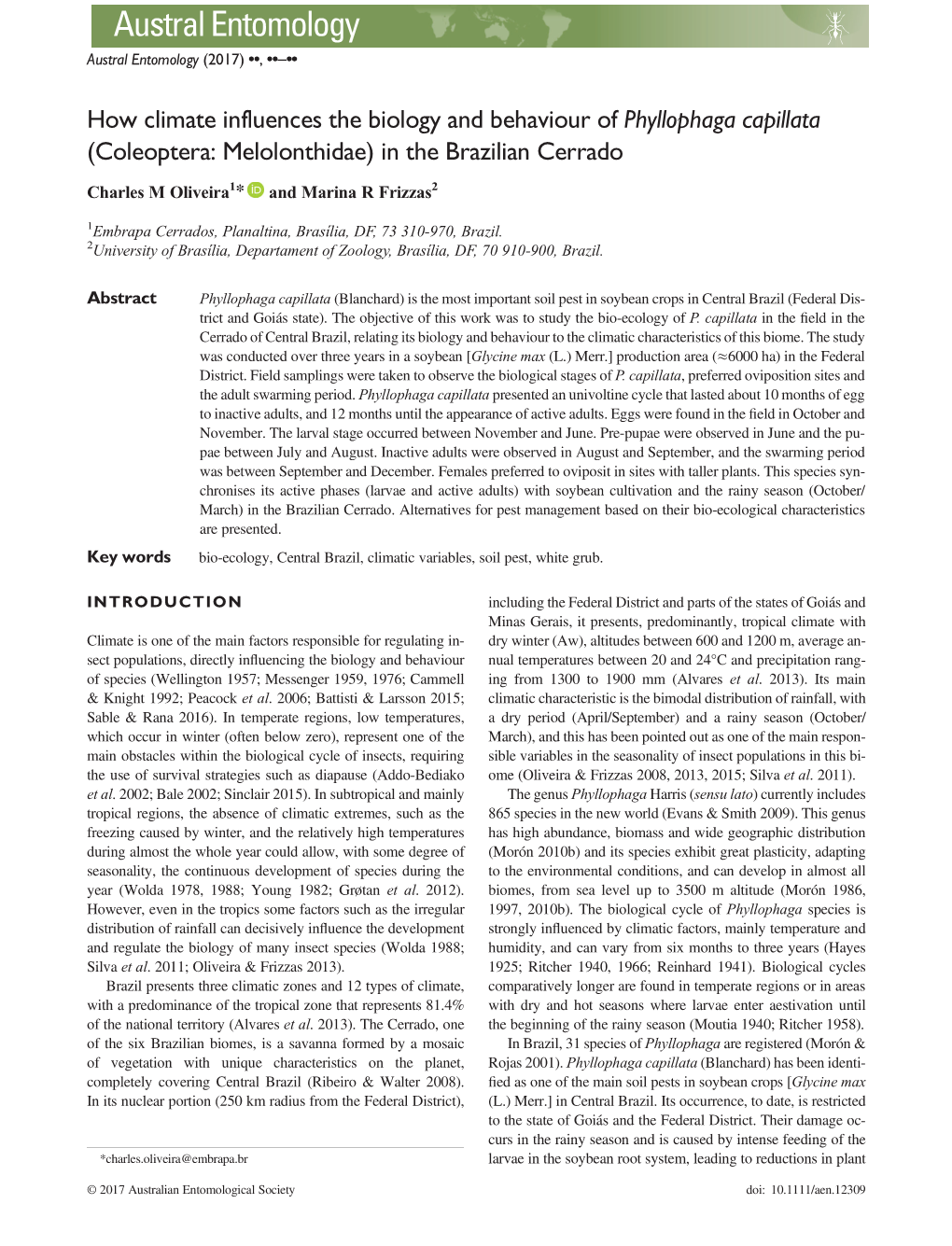 How Climate Influences the Biology and Behaviour of Phyllophaga