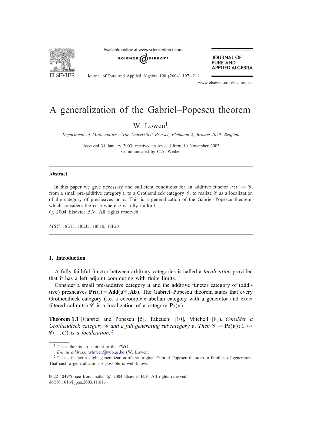 A Generalization of the Gabriel–Popescu Theorem