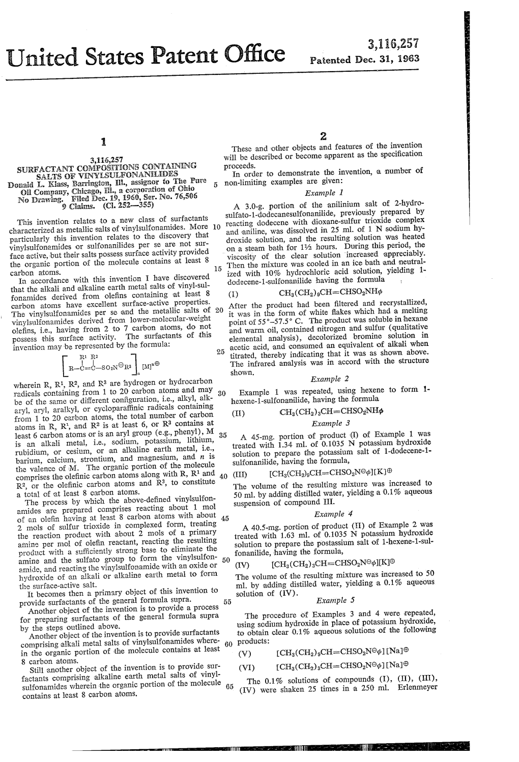 United States Patent Office Patented Dec