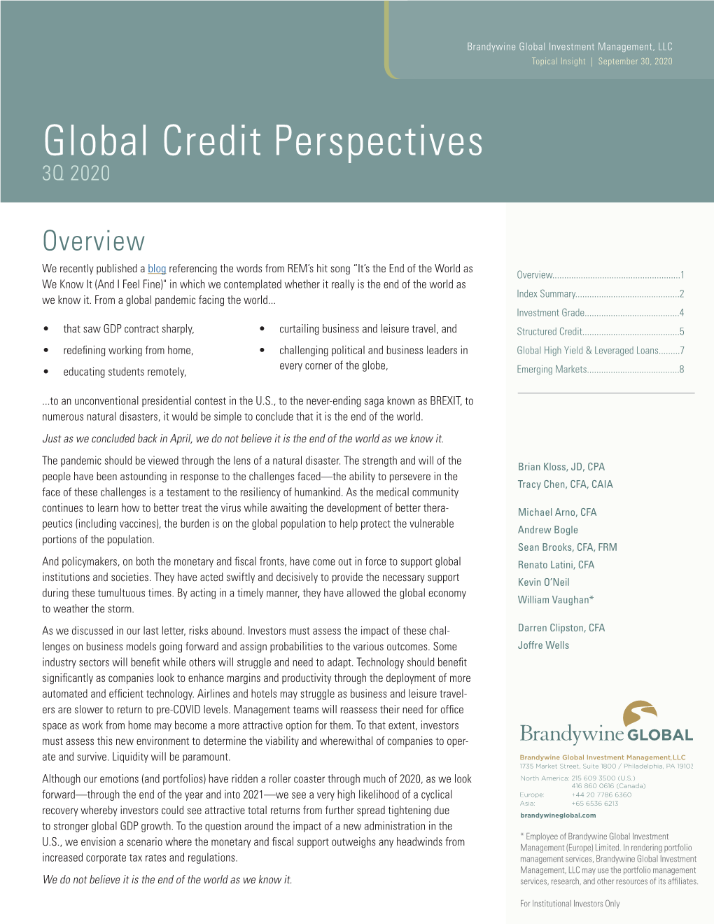 Global Credit Perspectives 3Q 2020