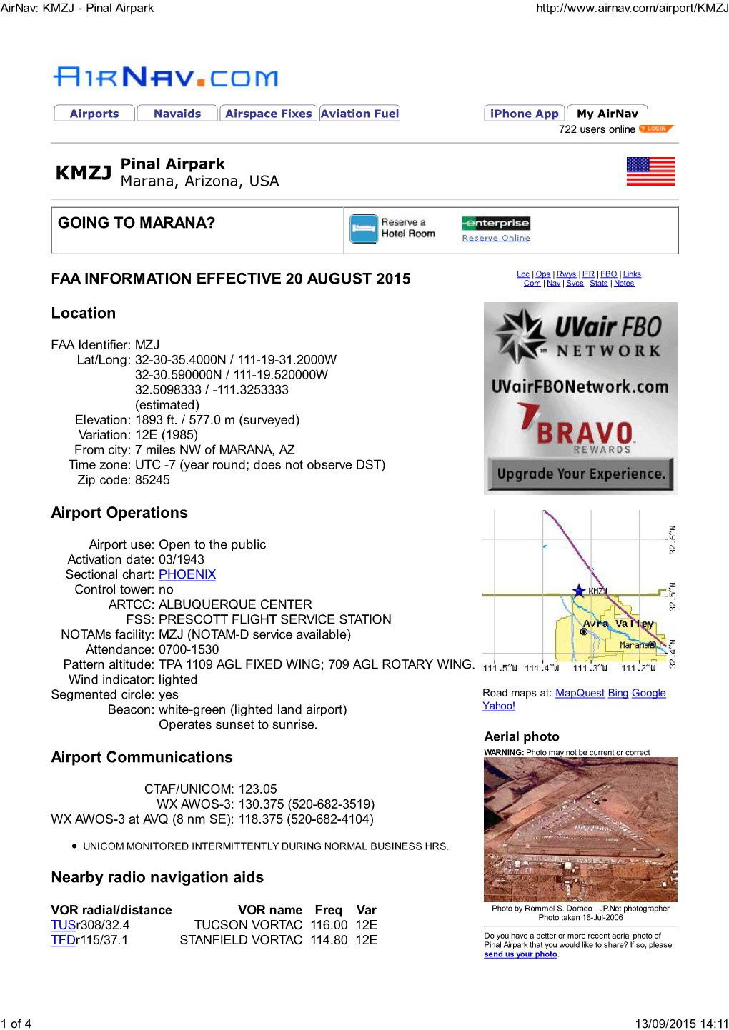 Going to Marana? Faa Information Effective 20