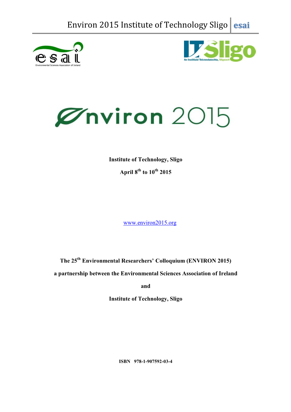 Environ 2015 Institute of Technology Sligo Esai