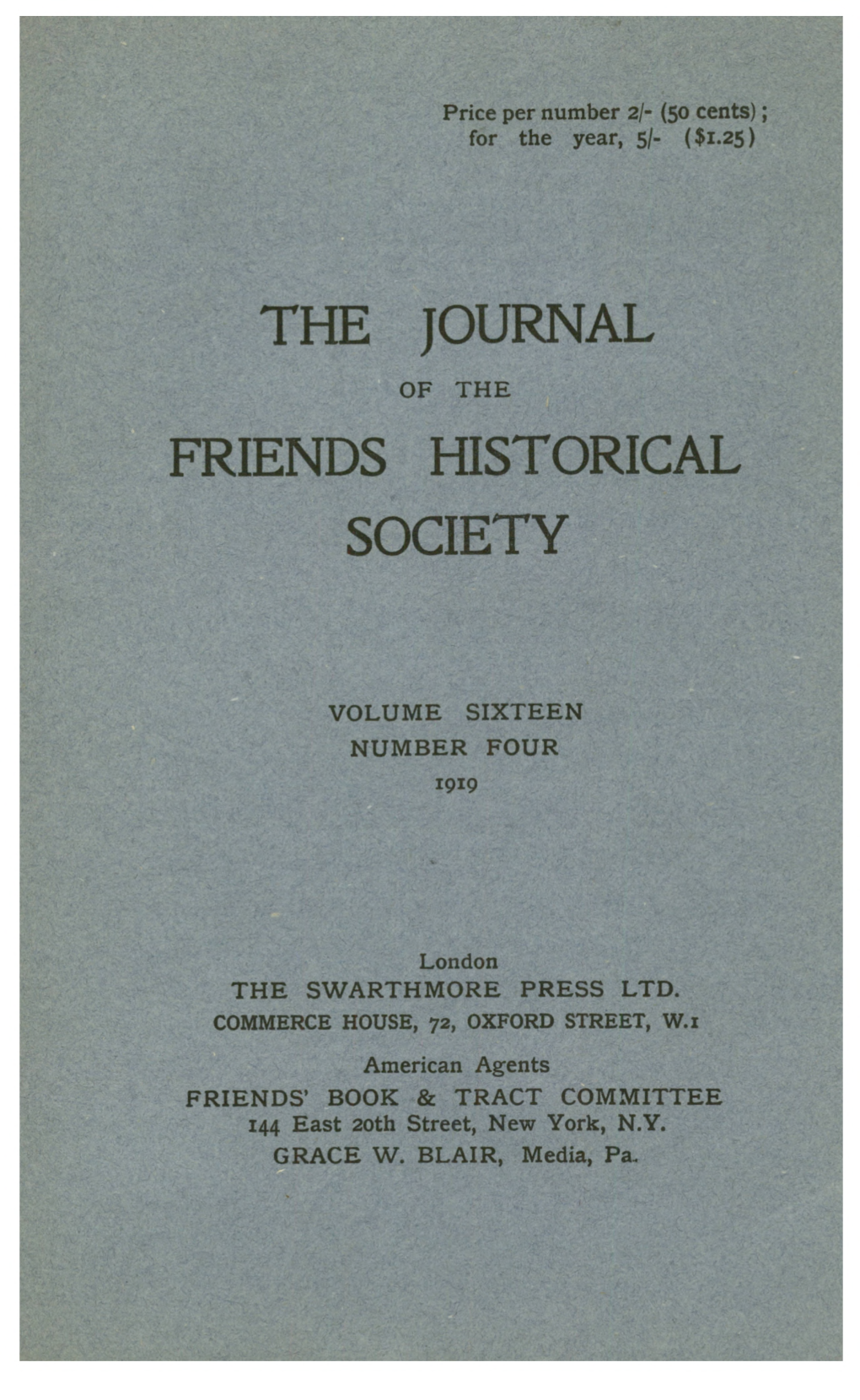 American Agents FRIENDS' BOOK & TRACT COMMITTEE 144 East 20Th Street, New York, N.Y