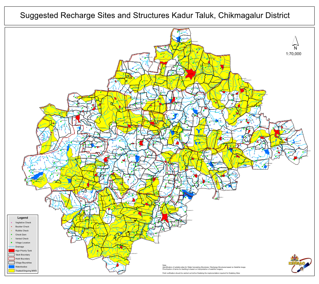 Suggested Recharge Sites and Structures Kadur Taluk, Chikmagalur District
