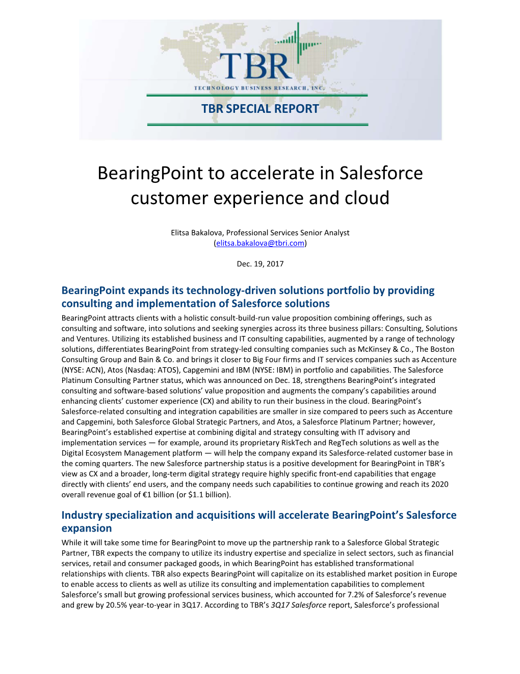 Bearingpoint to Accelerate in Salesforce Customer Experience and Cloud