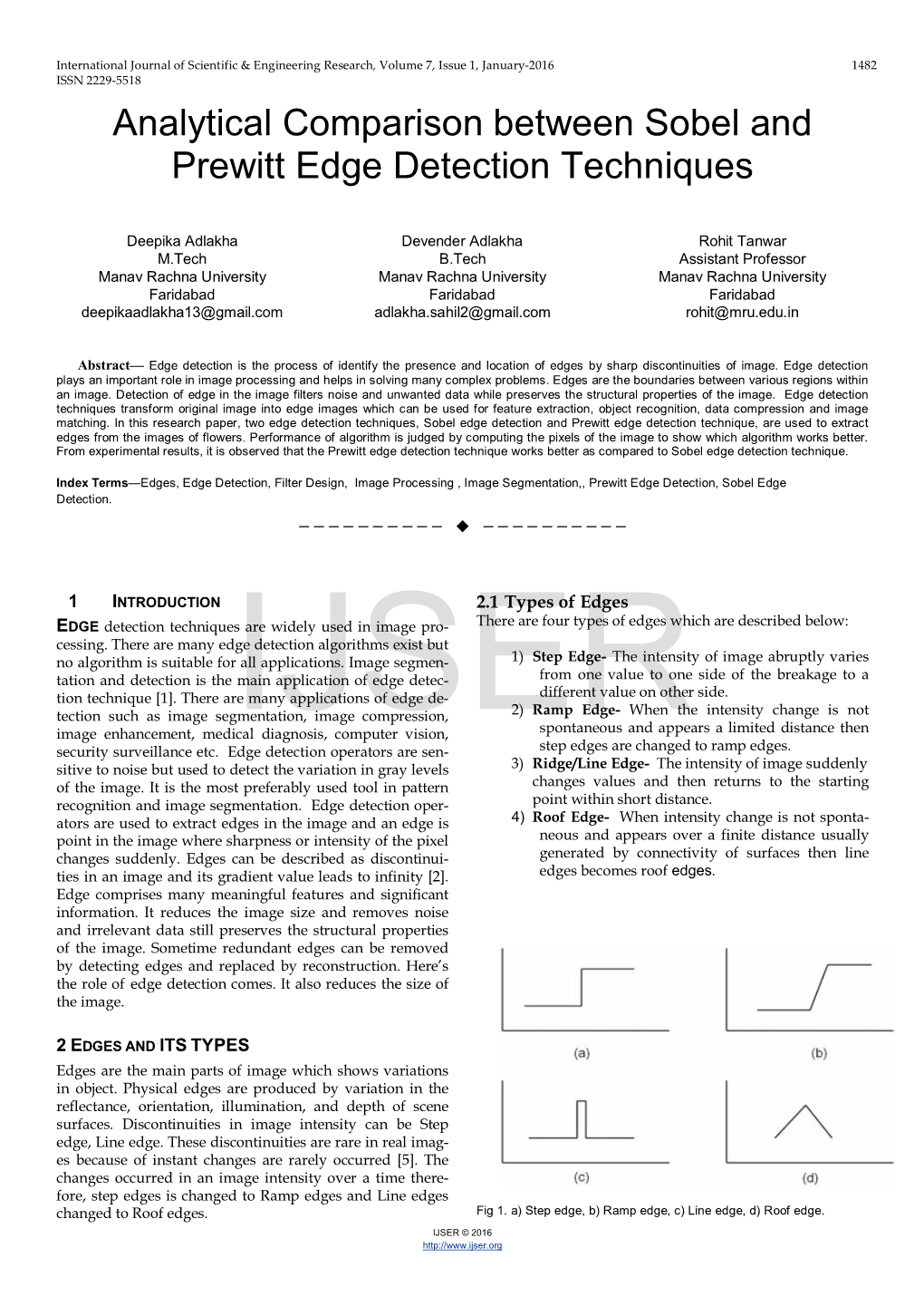 Analytical Comparison Between Sobel and Prewitt Edge Detection Techniques