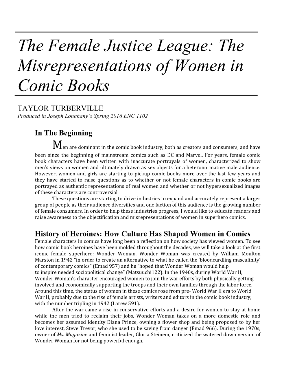 The Misrepresentations of Women in Comic Books
