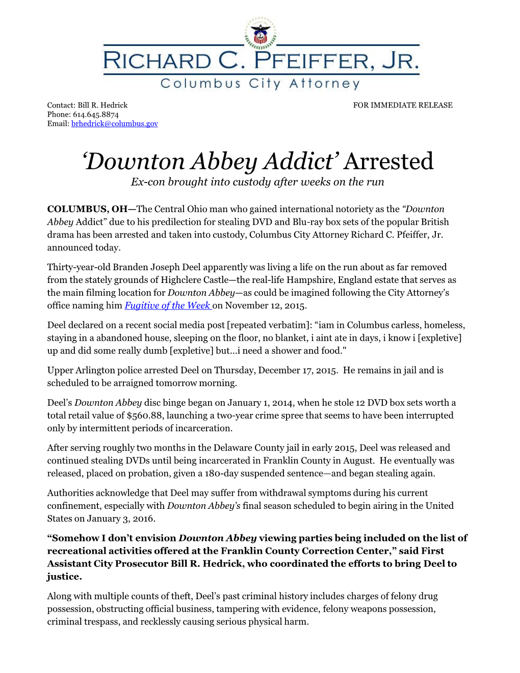 'Downton Abbey Addict' Arrested