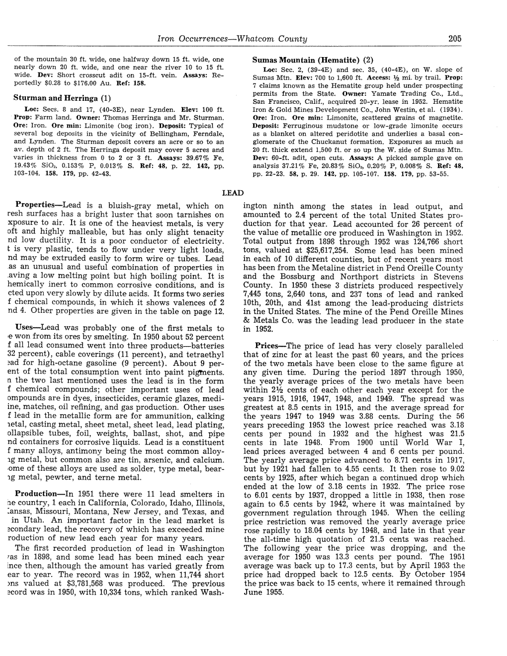 Bulletin 37, Inventory of Washington Minerals Part II, Metallic, Volume 1