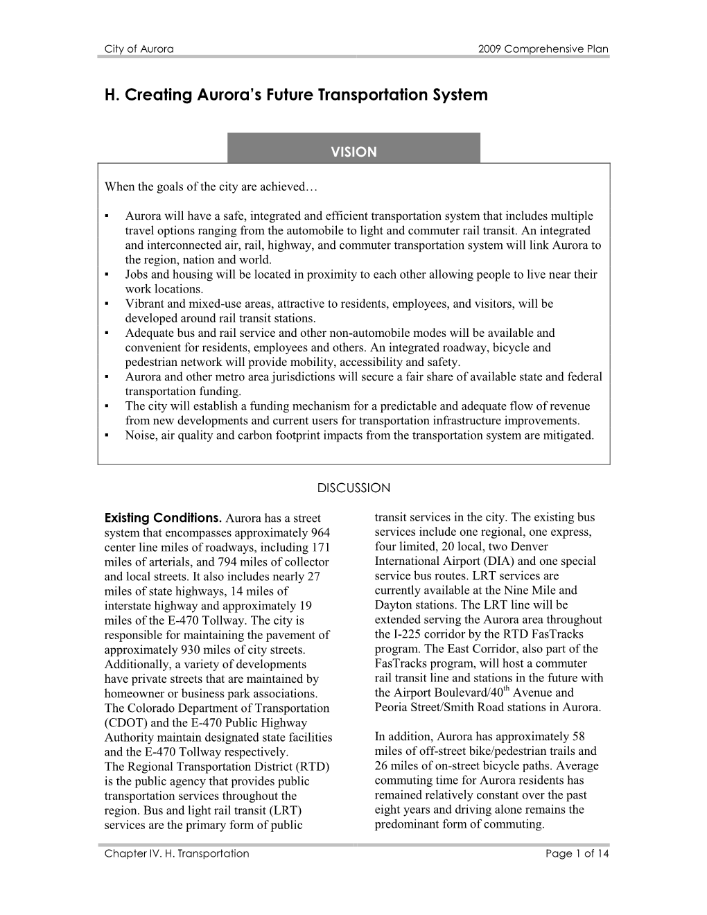 H. Creating Aurora's Future Transportation System