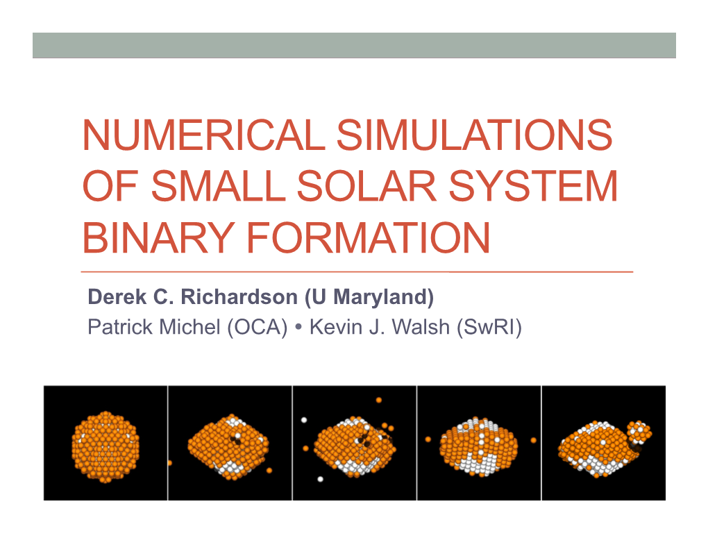 Numerical Simulations of Small Solar System Binary Formation