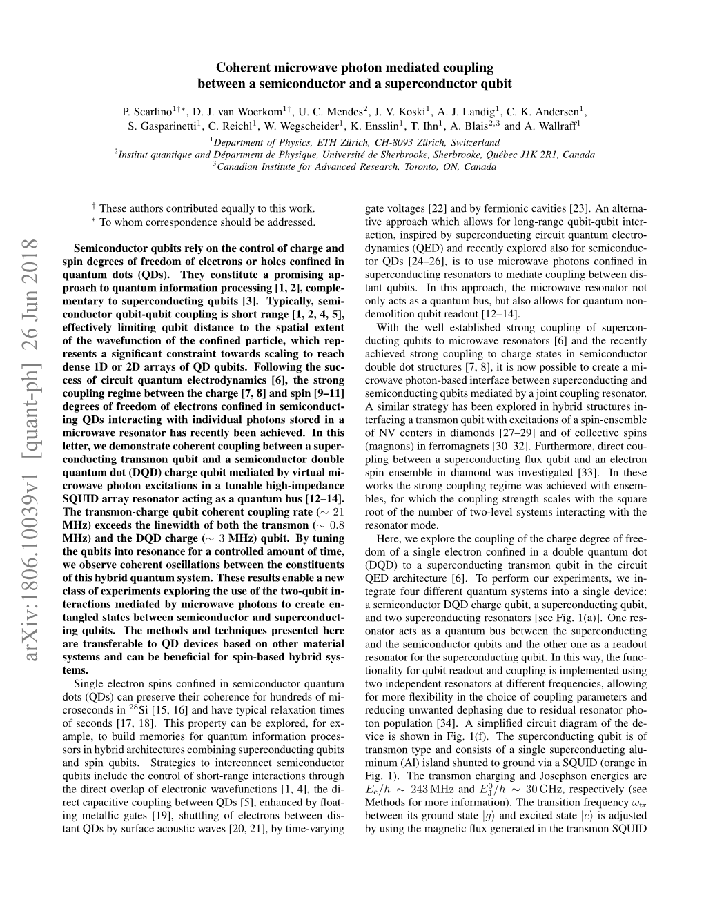 Coherent Microwave Photon Mediated Coupling Between a Semiconductor and a Superconductor Qubit