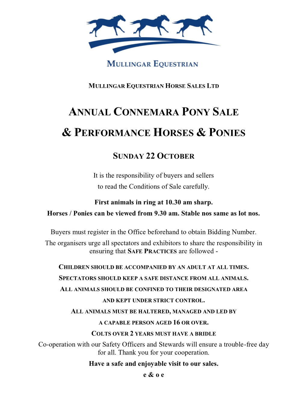 Annual Connemara Pony Sale & Performance Horses