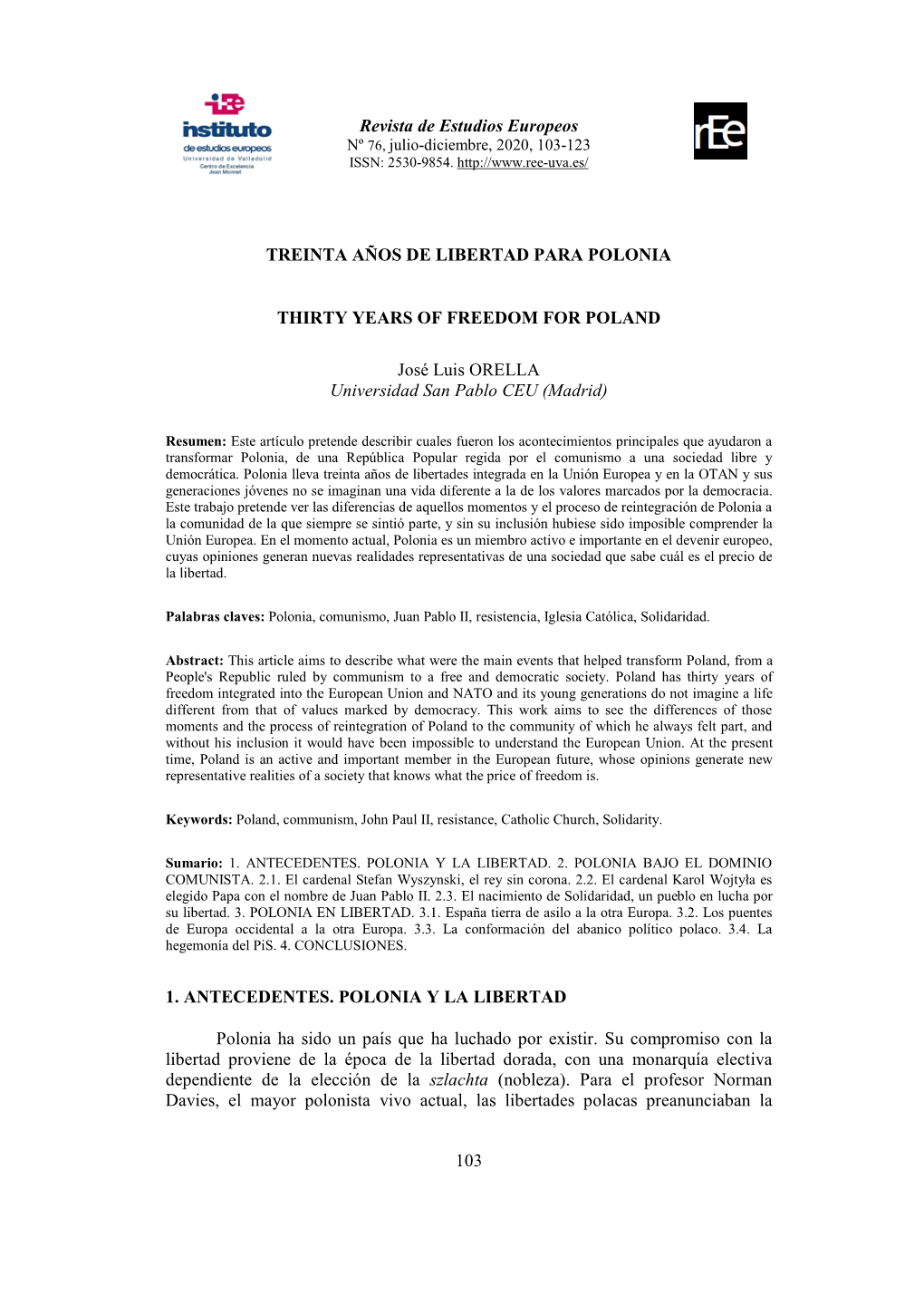 Treinta Años De Libertad Para Polonia