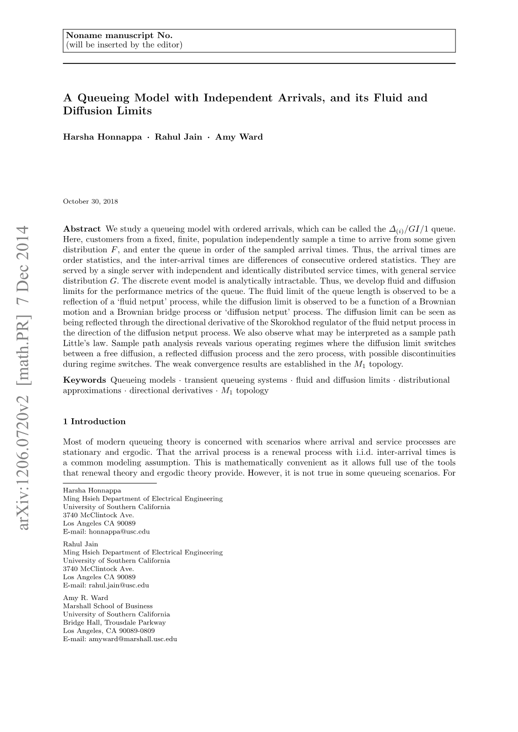 Arxiv:1206.0720V2 [Math.PR] 7 Dec 2014