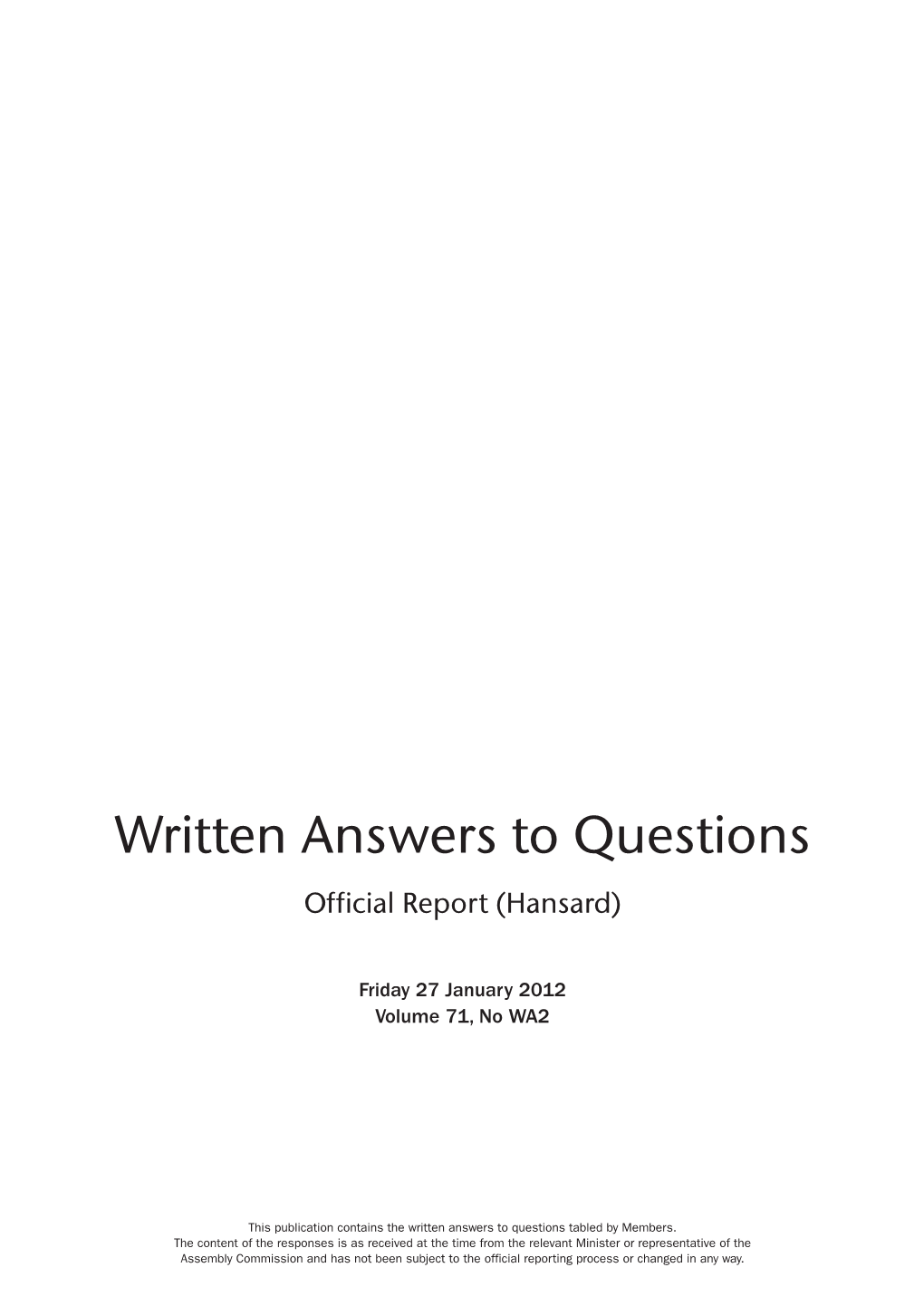 Revised Written Answers