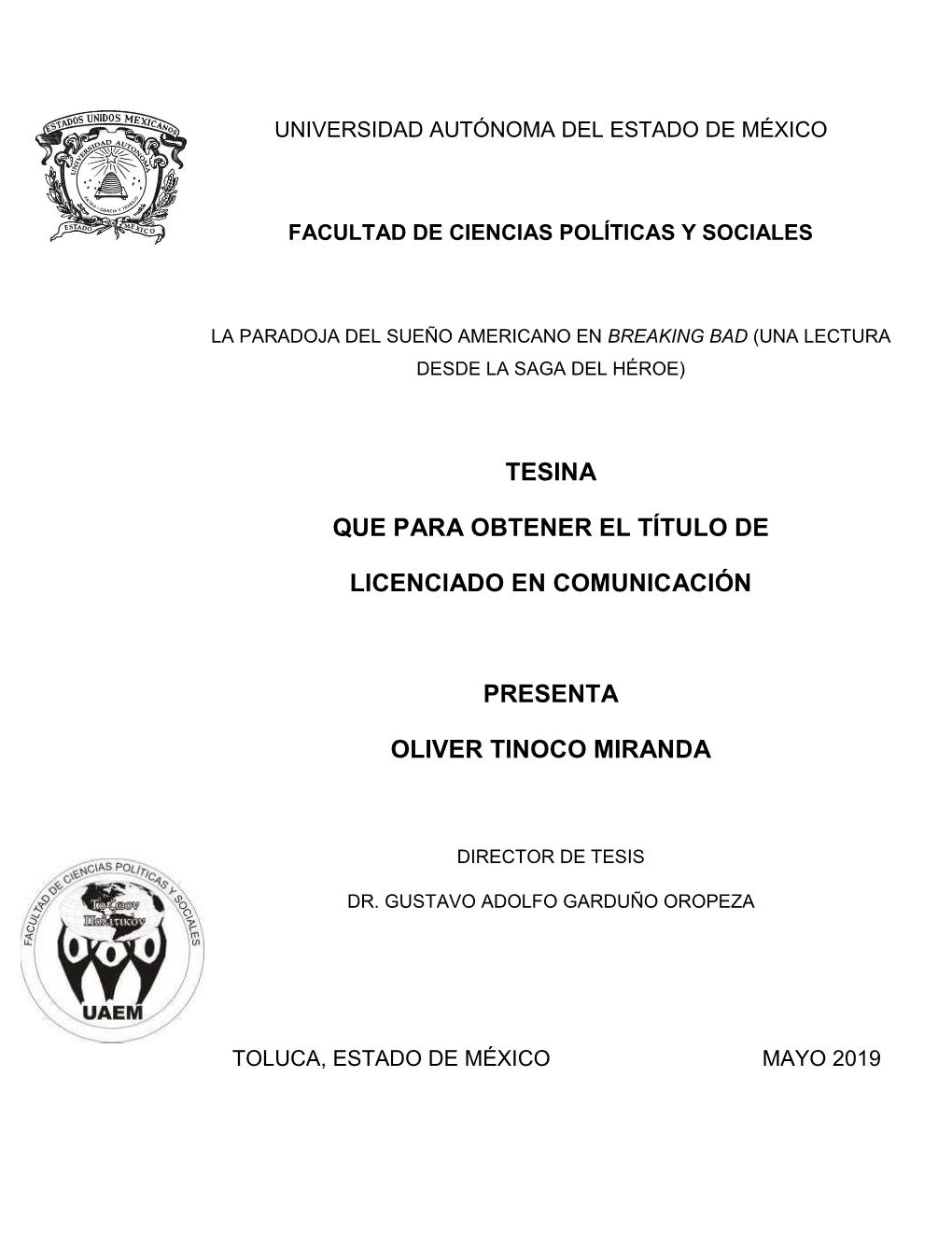 Tesina Que Para Obtener El Título De Licenciado En