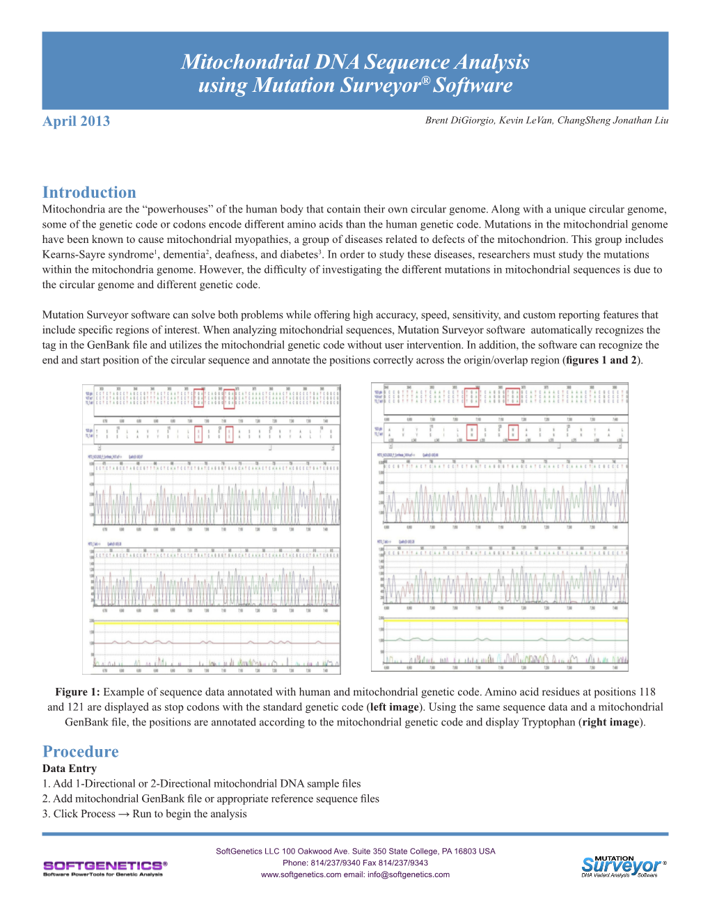 Mitochondrial DNA Sequence Analysis Using Mutation Surveyor® Software