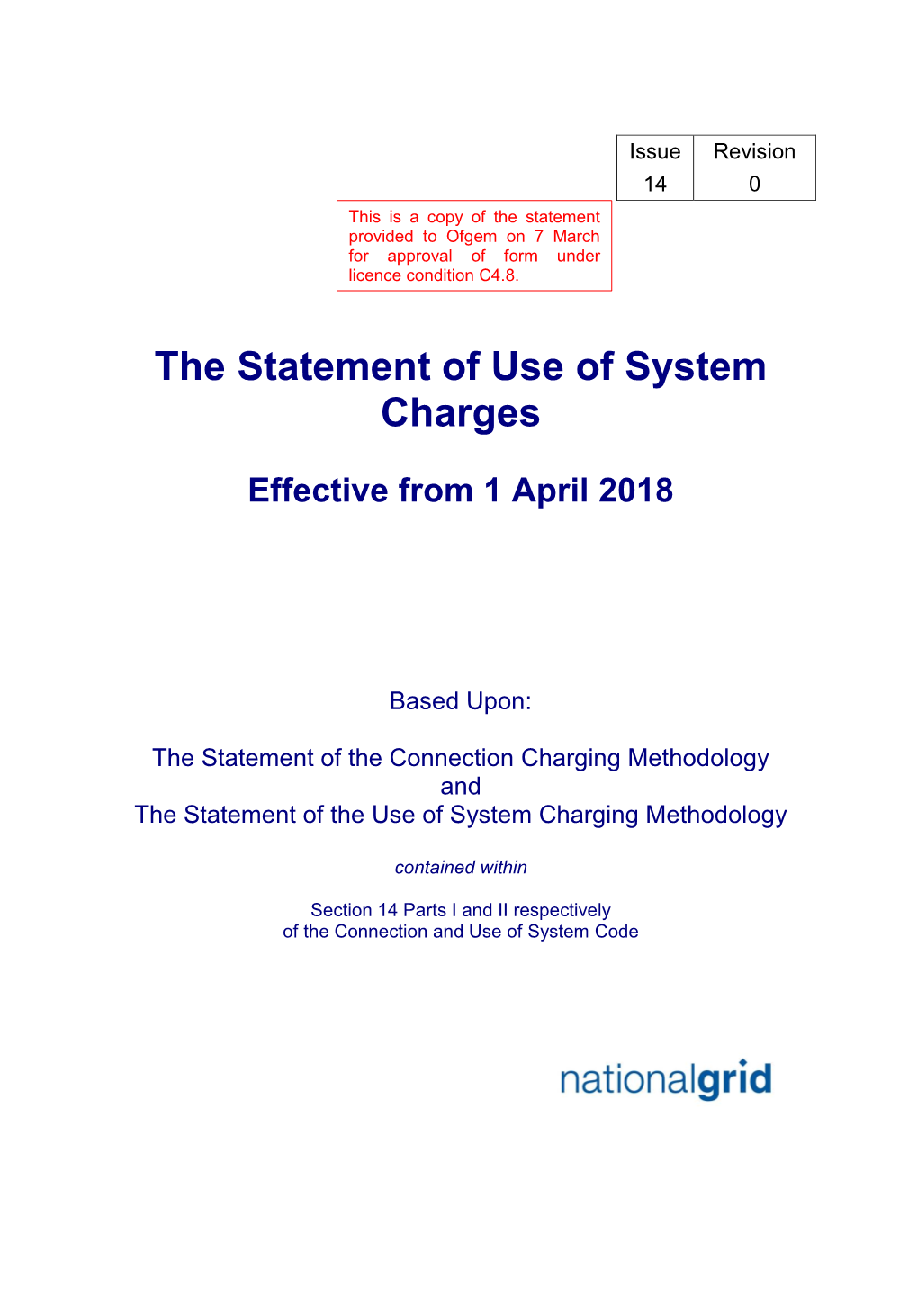 Statement of Use of System Charges