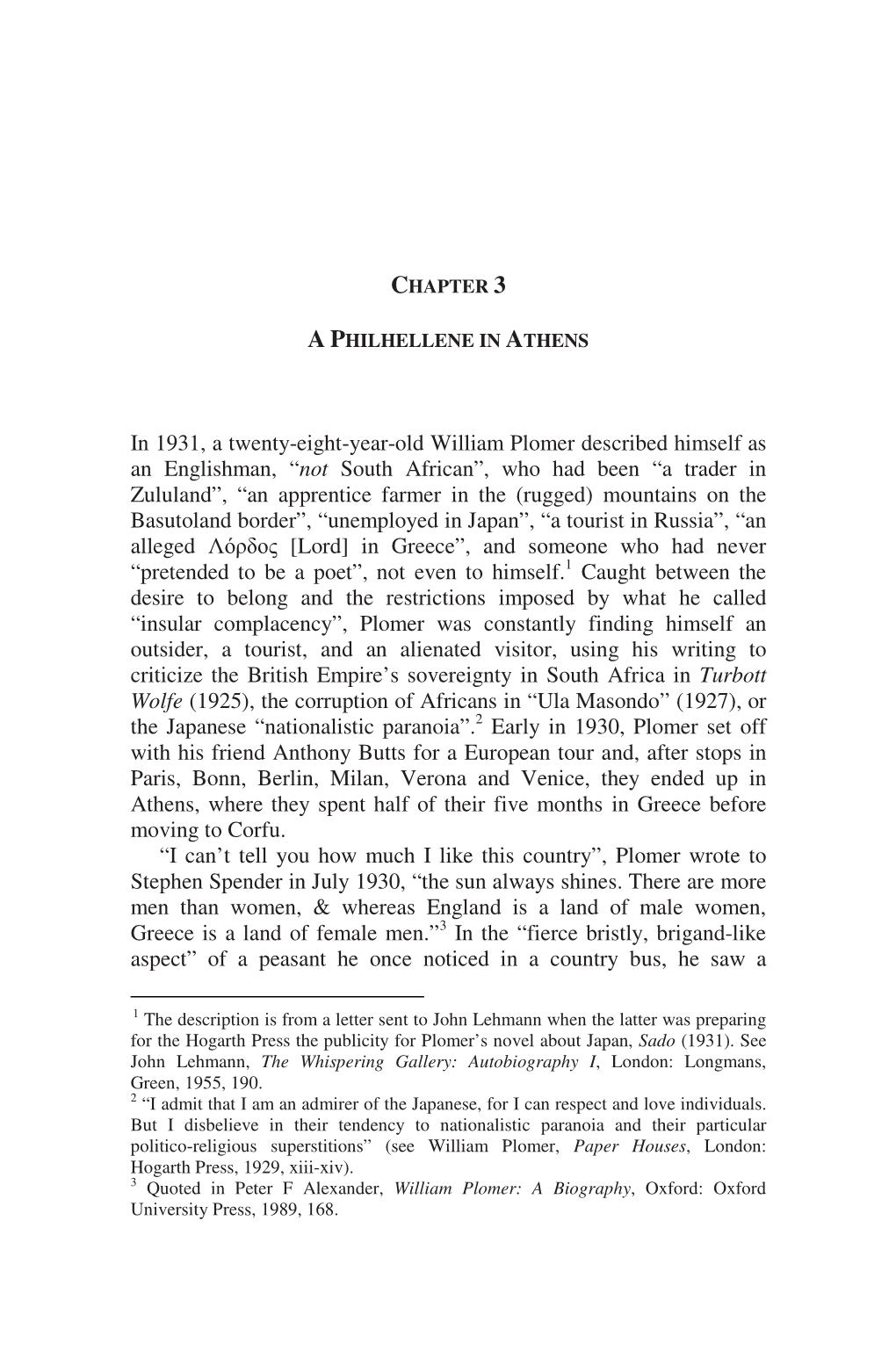 In 1931, a Twenty-Eight-Year-Old William Plomer Described Himself As an Englishman