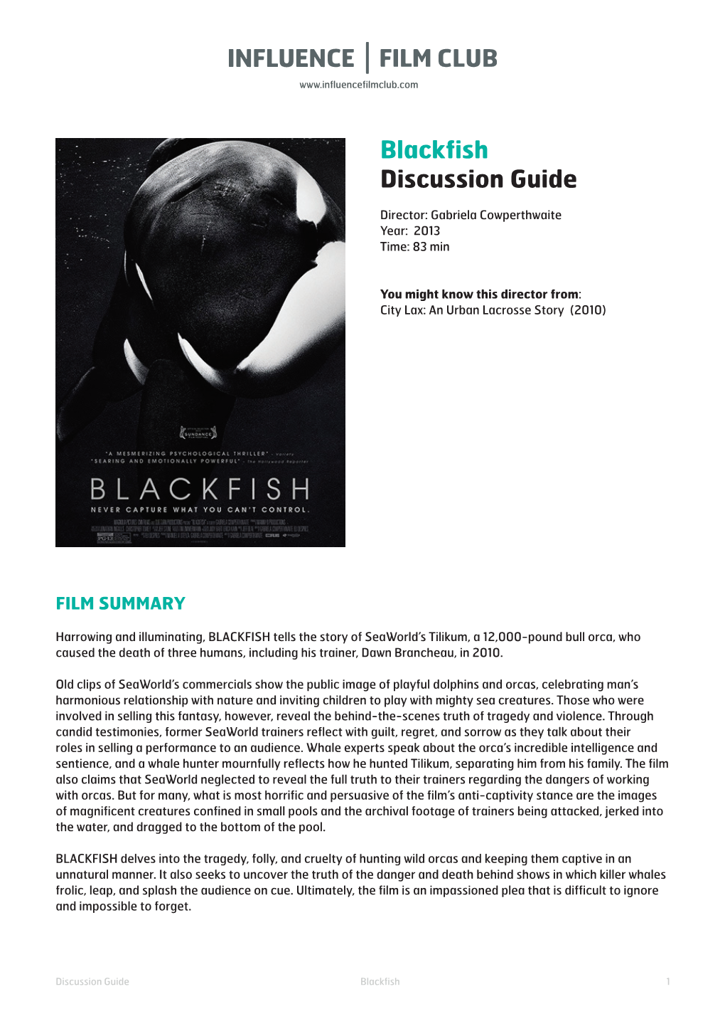 Blackfish Discussion Guide