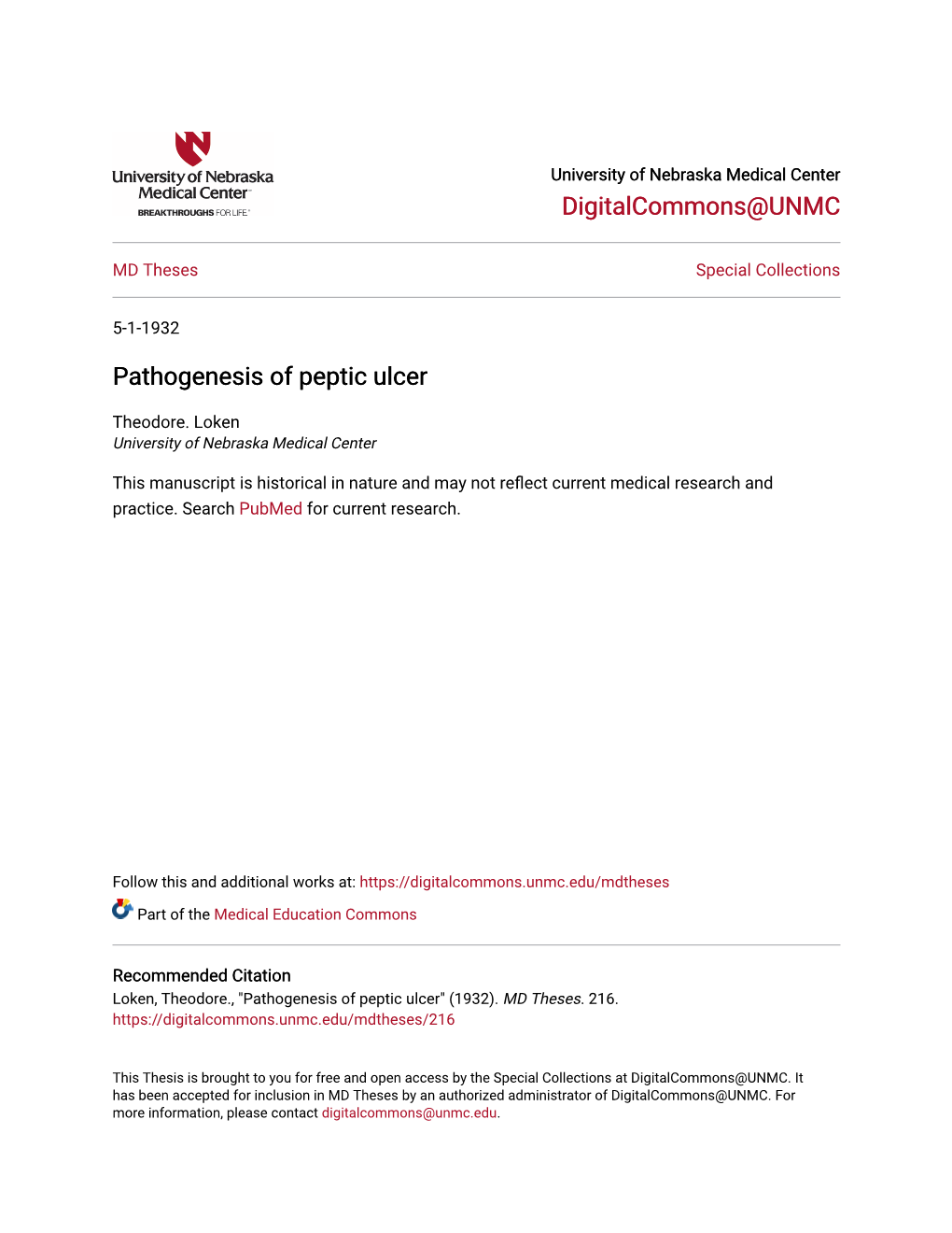 Pathogenesis of Peptic Ulcer