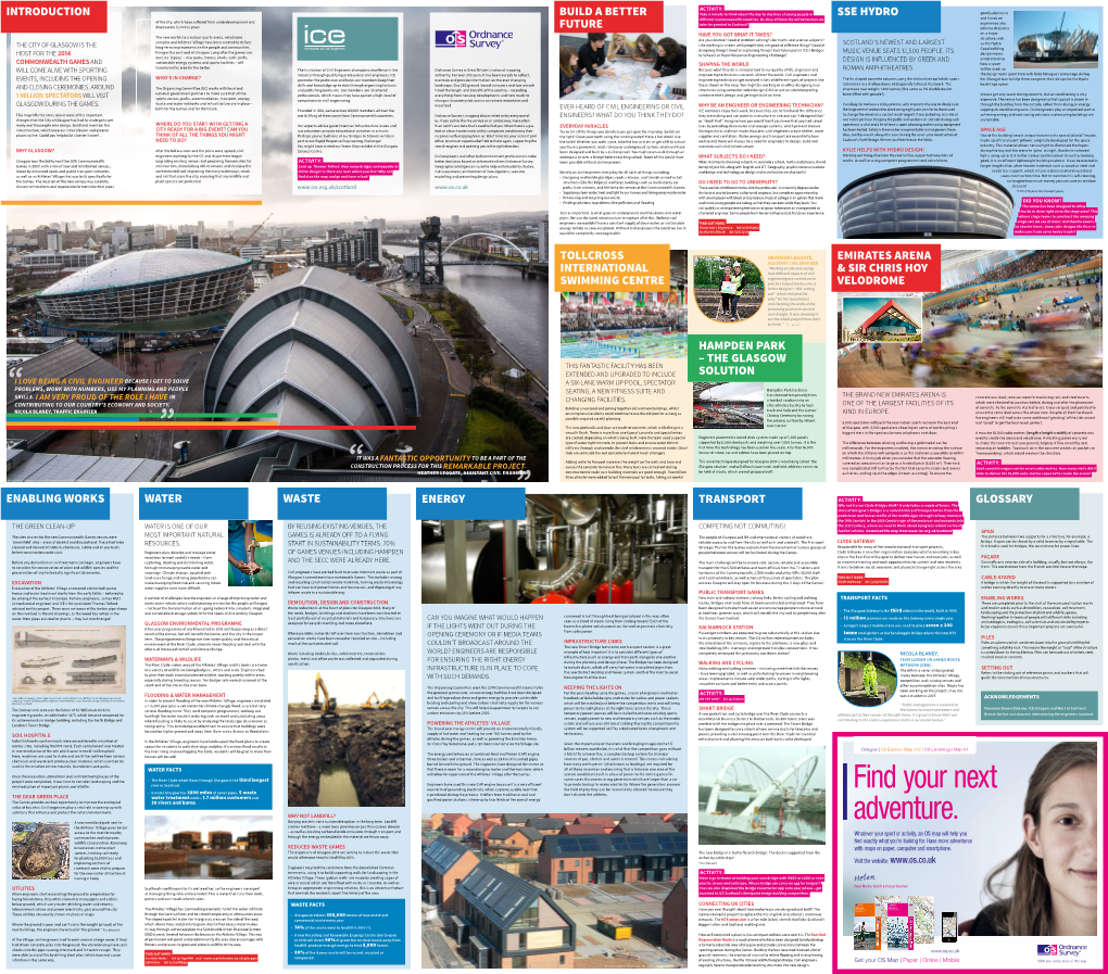 TRANSPORT GLOSSARY BUILD a BETTER FUTURE INTRODUCTION SSE HYDRO WASTE TOLLCROSS INTERNATIONAL SWIMMING CENTRE EMIRATES ARENA &A
