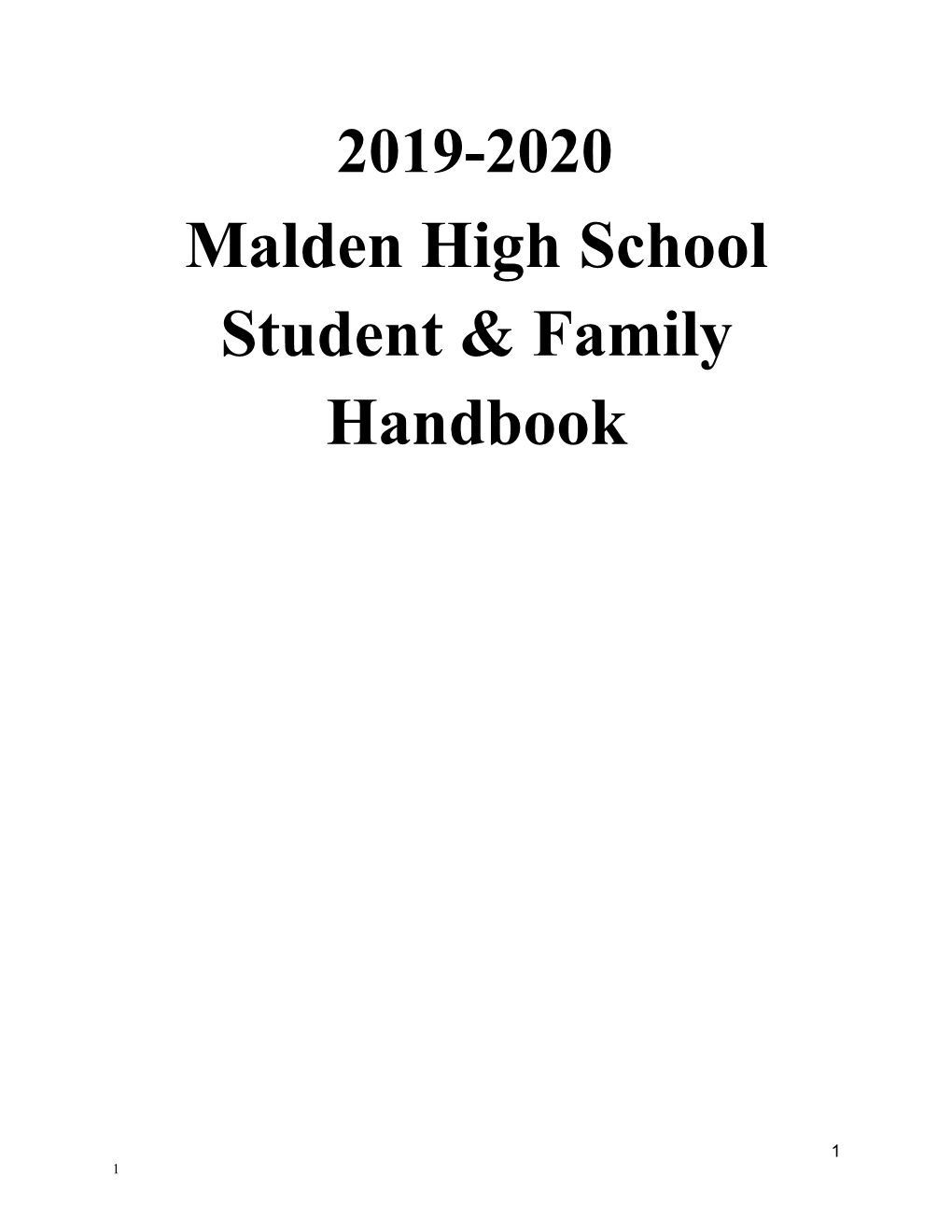 Malden High School Student & Family Handbook