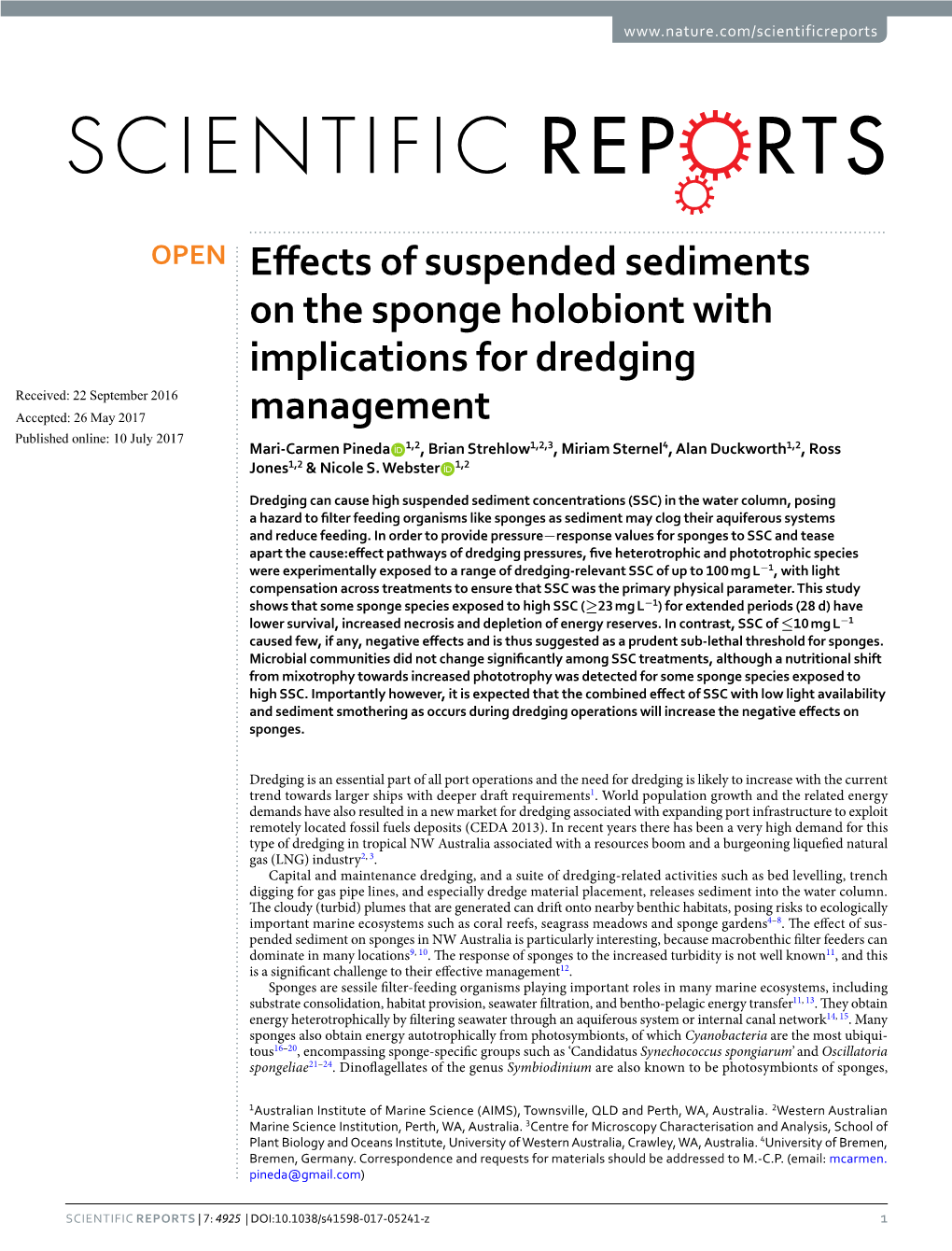Effects of Suspended Sediments on the Sponge Holobiont with Implications