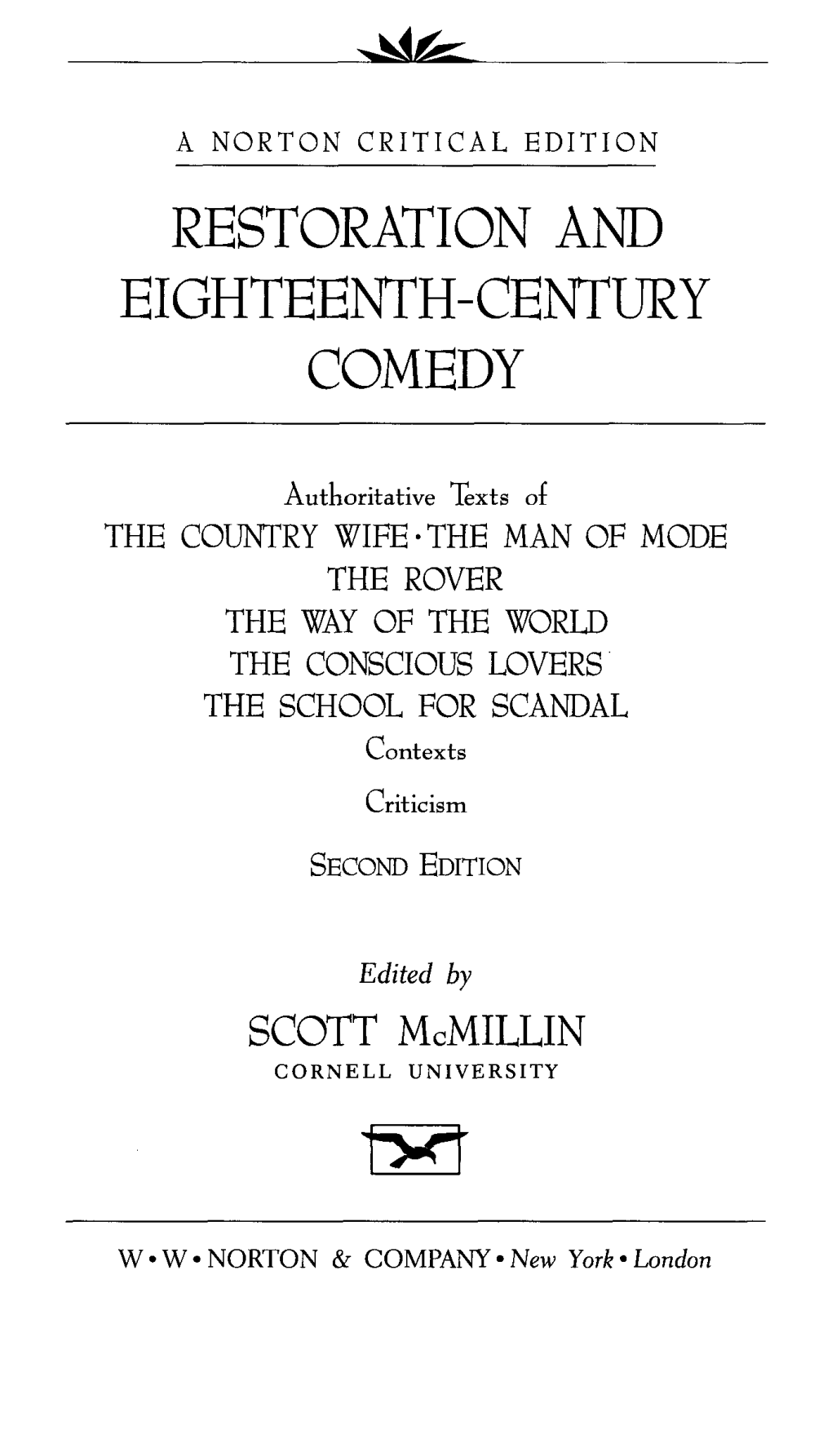 Restoration and Eighteenth-Century Comedy