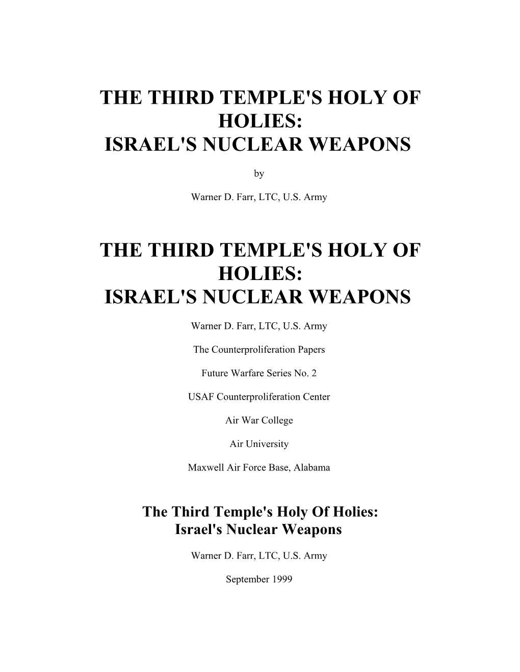 Israel's Nuclear Weapons