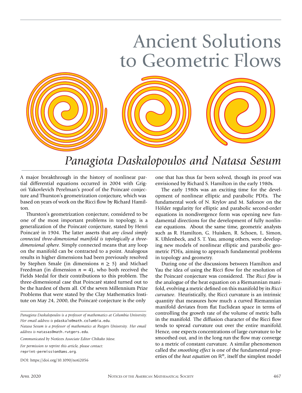 Ancient Solutions to Geometric Flows