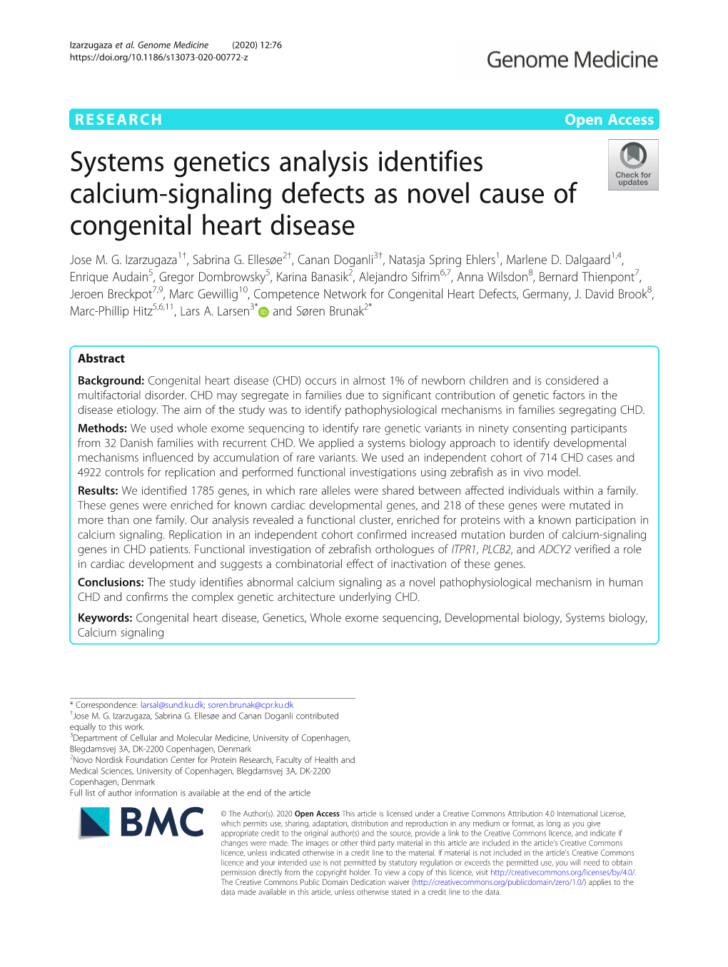 Systems Genetics Analysis Identifies Calcium-Signaling Defects As Novel Cause of Congenital Heart Disease Jose M