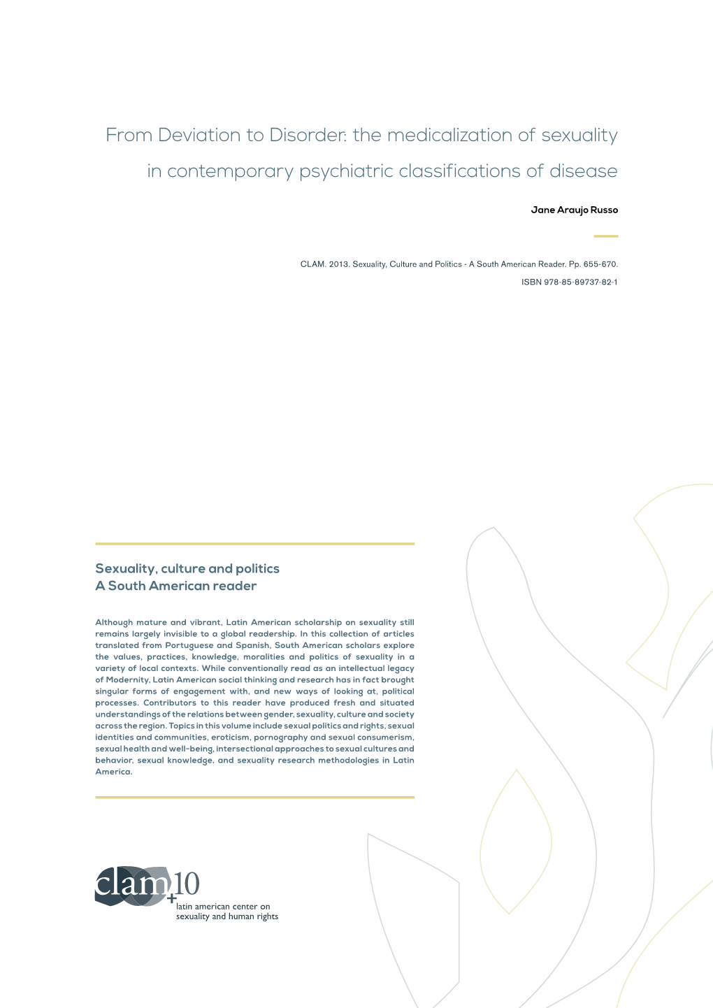From Deviation to Disorder: the Medicalization of Sexuality in Contemporary Psychiatric Classifications of Disease
