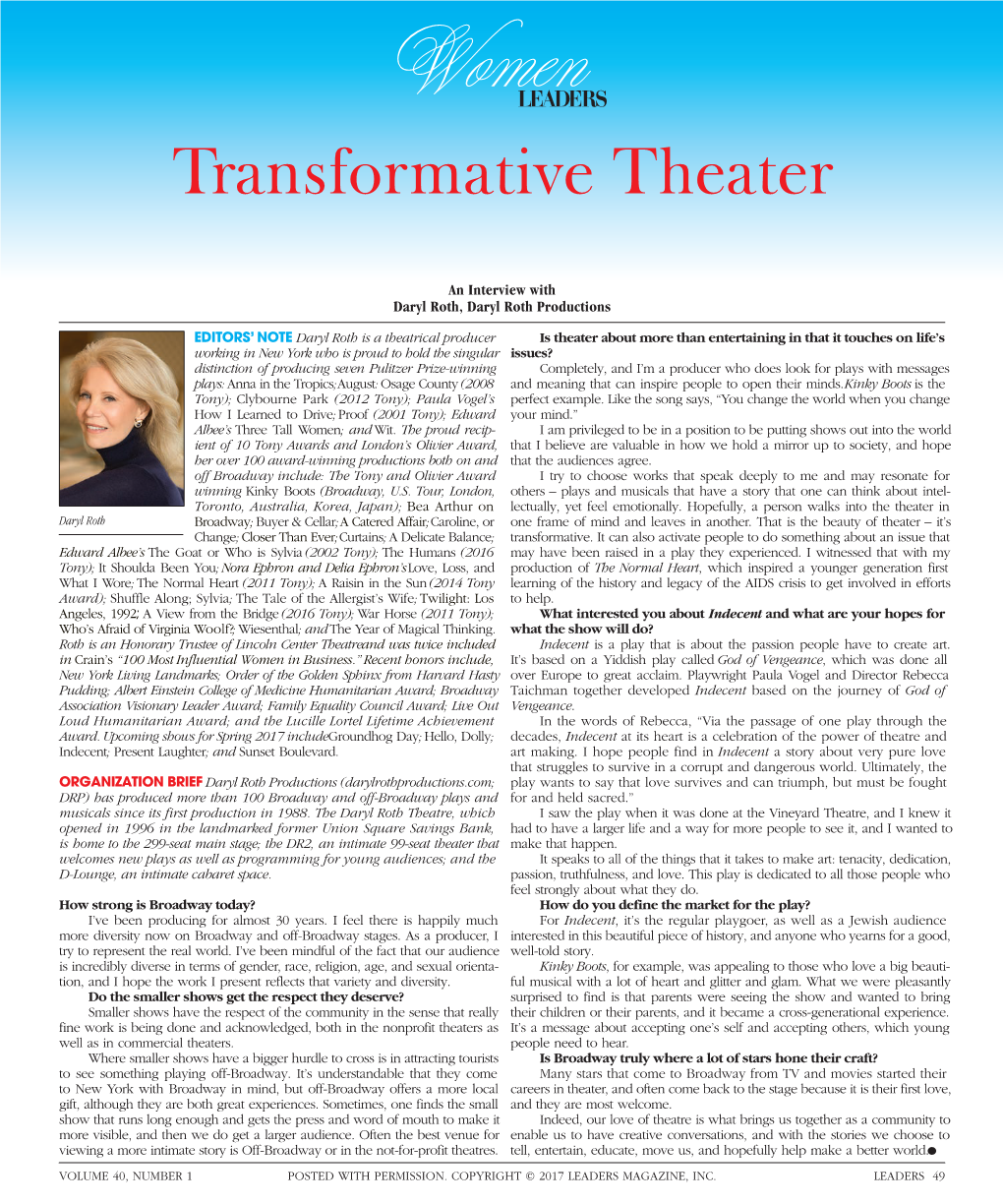 Transformative Theater