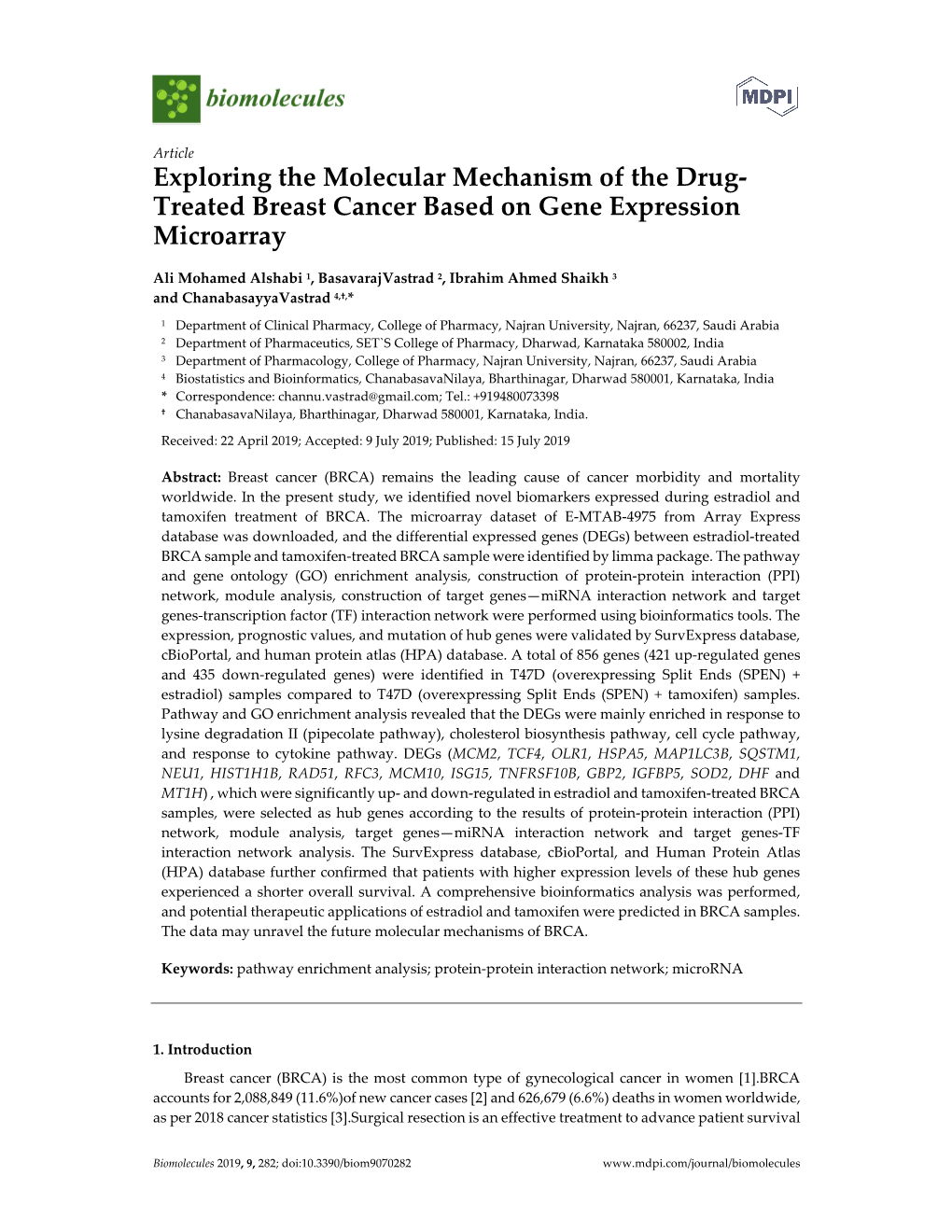 Treated Breast Cancer Based on Gene Expression Microarray