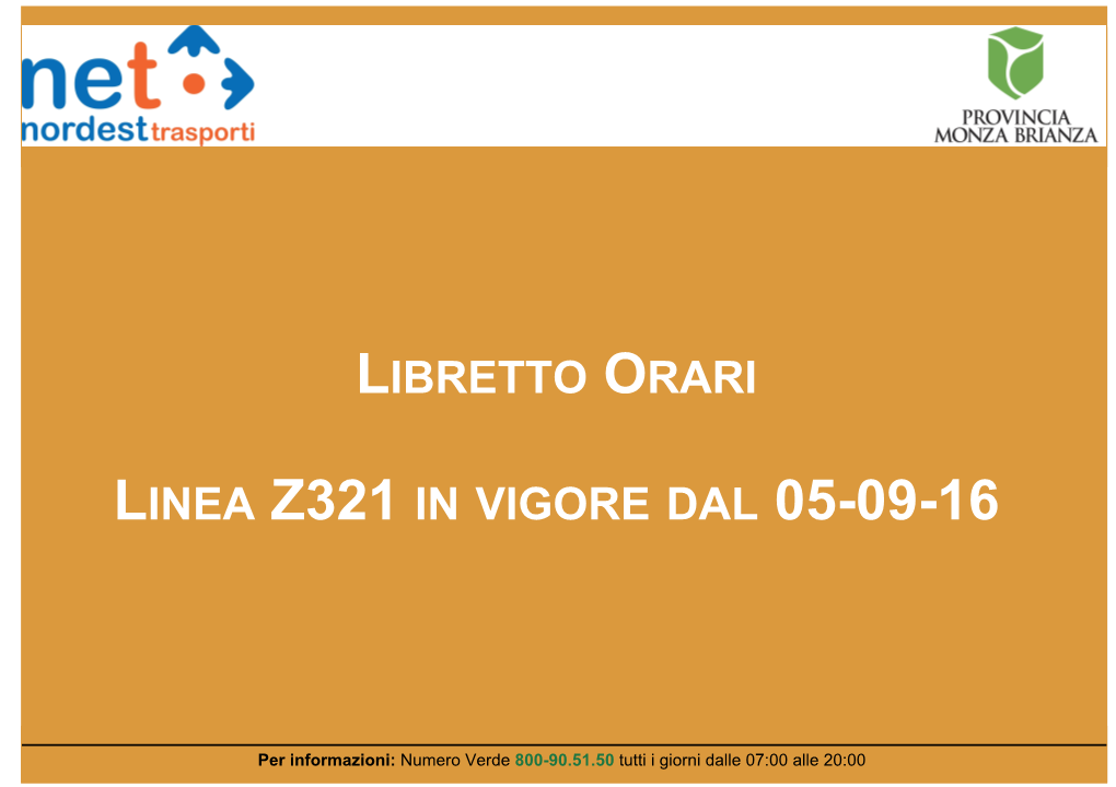 Libretto Orari Linea Z321 in Vigore Dal 05-09-16