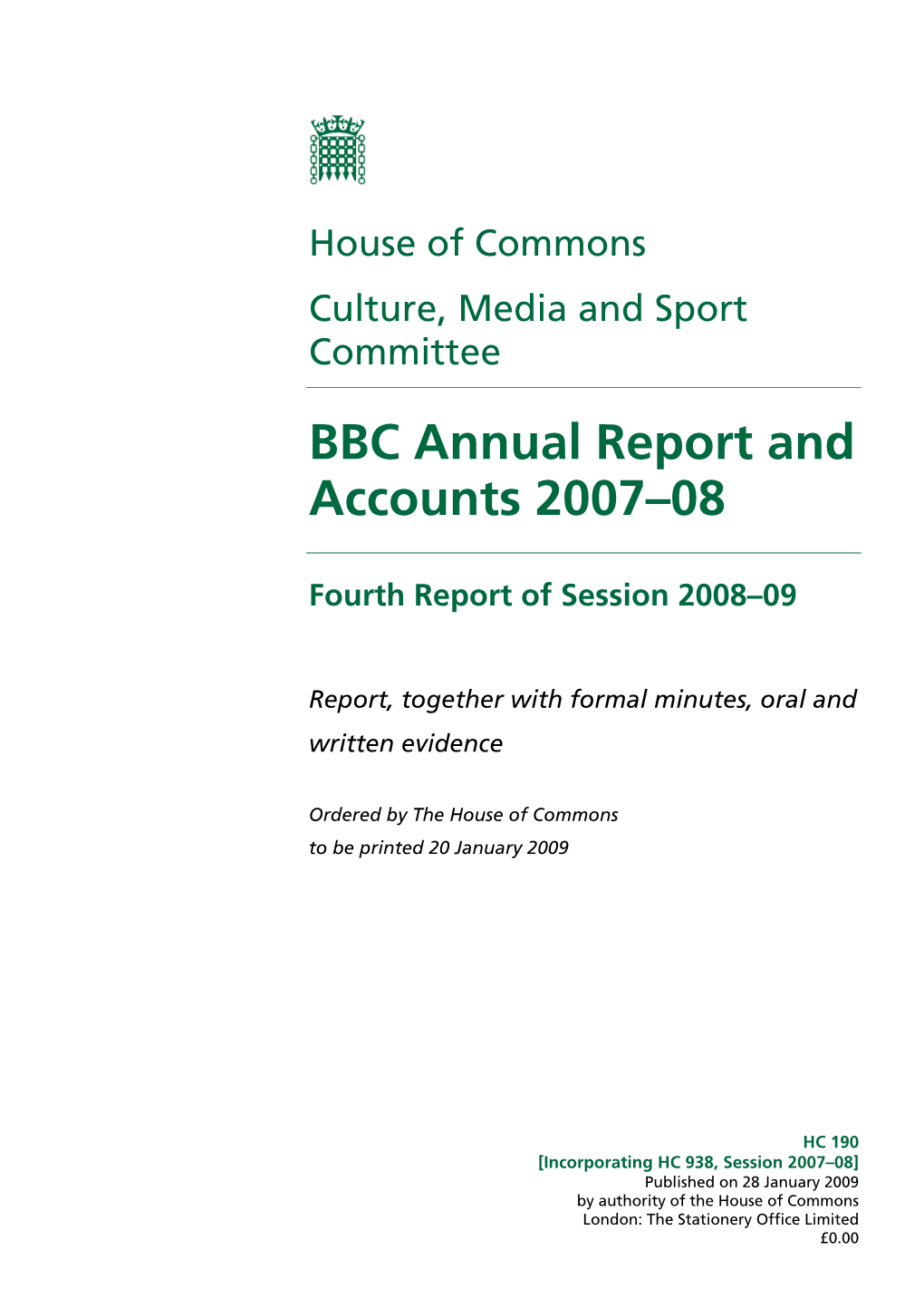 BBC Annual Report and Accounts 2007–08