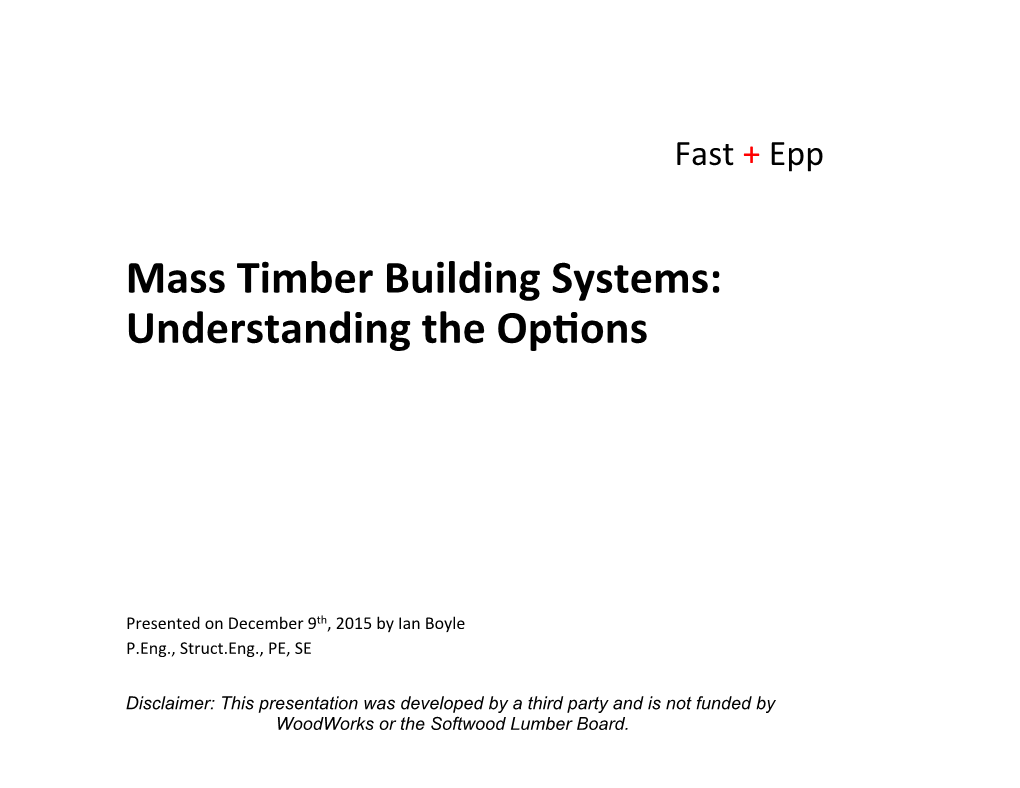 Mass Timber Building Systems