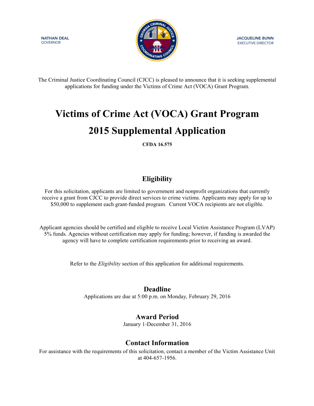 Victims of Crime Act (VOCA) Grant Program