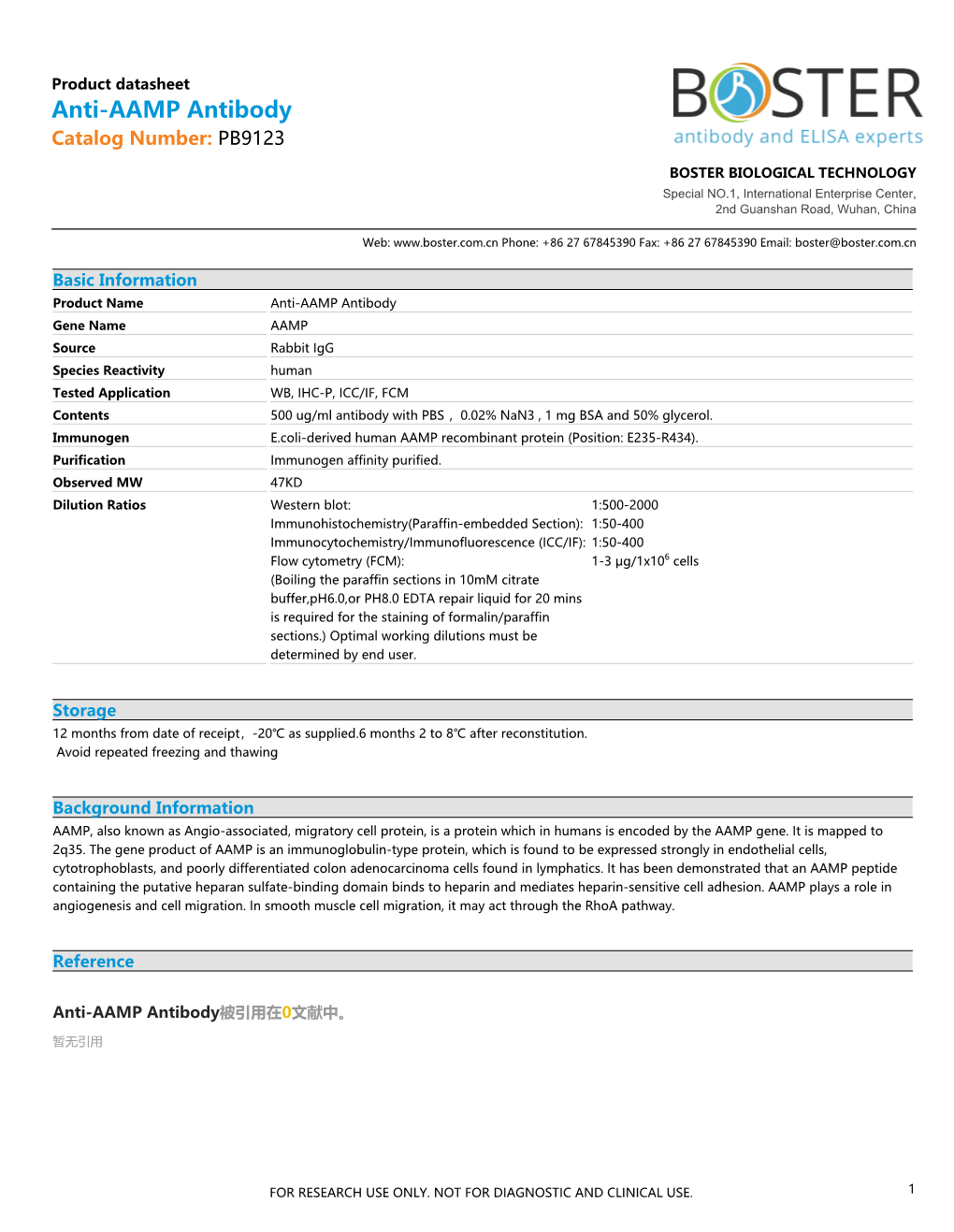 Datasheet PB9123 Anti-AAMP Antibody