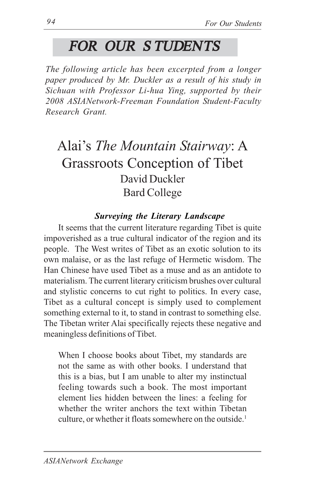 Aalai's the M for OUR STUDENTS Alai's the Mountain Stairway: A