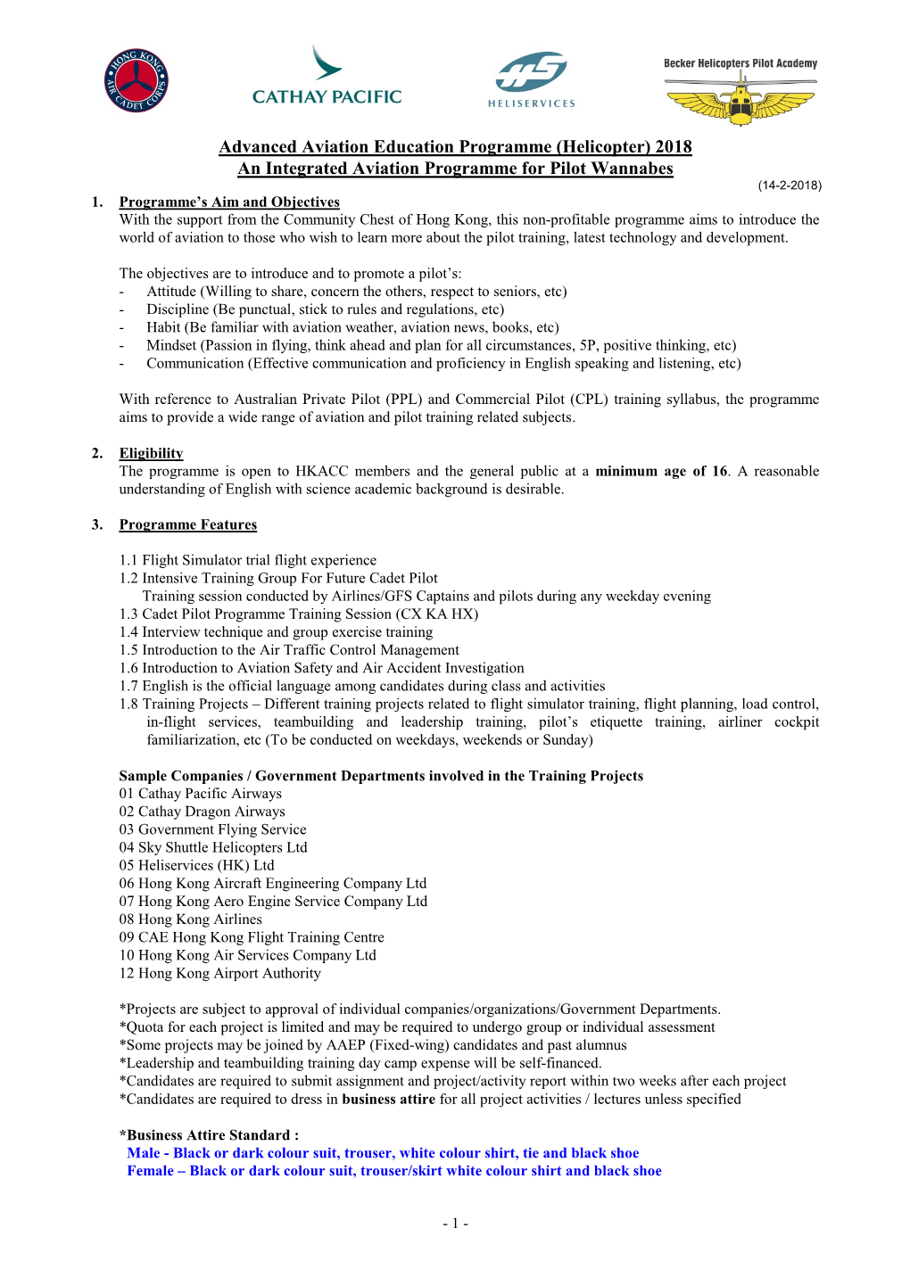 (Helicopter) 2018 an Integrated Aviation Programme for Pilot Wannabes (14-2-2018) 1