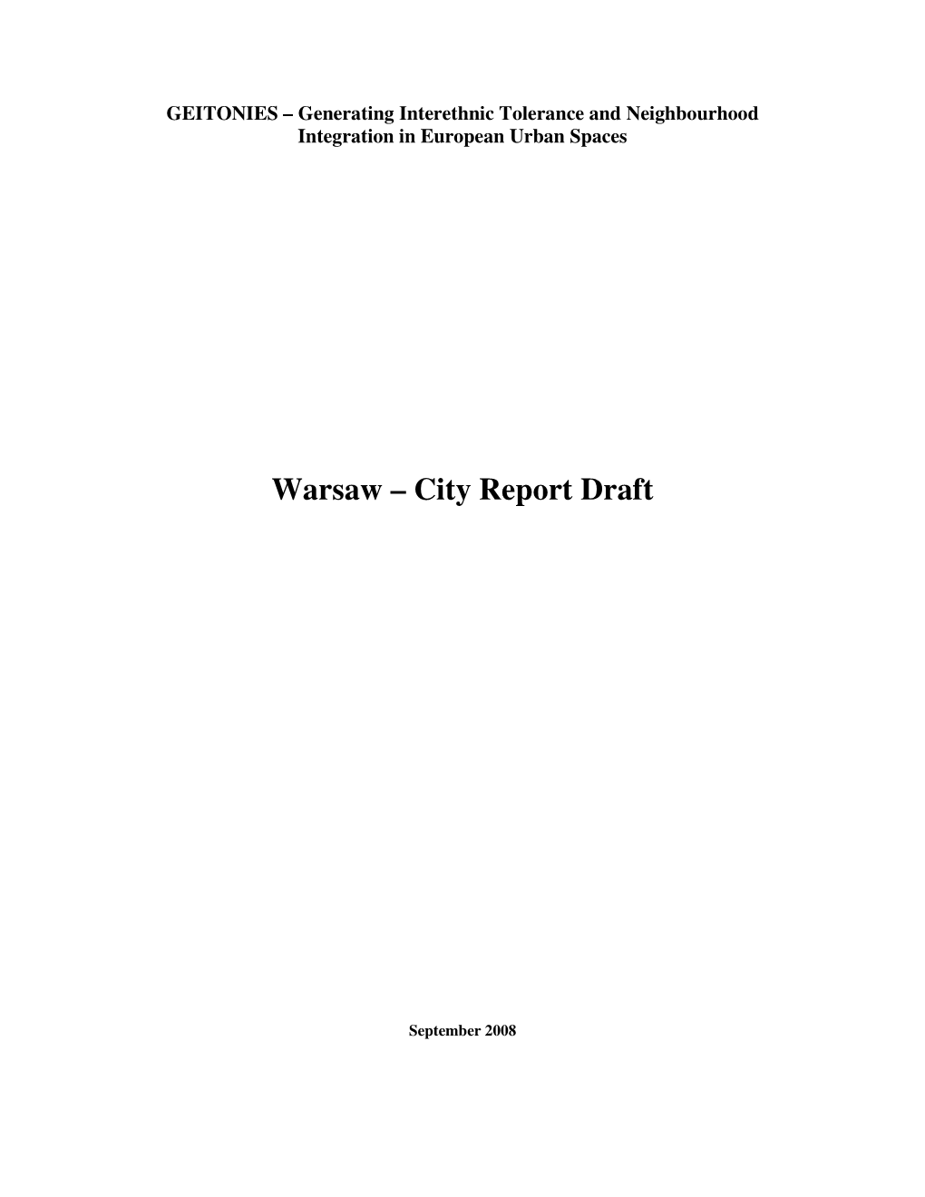 Warsaw – City Report Draft