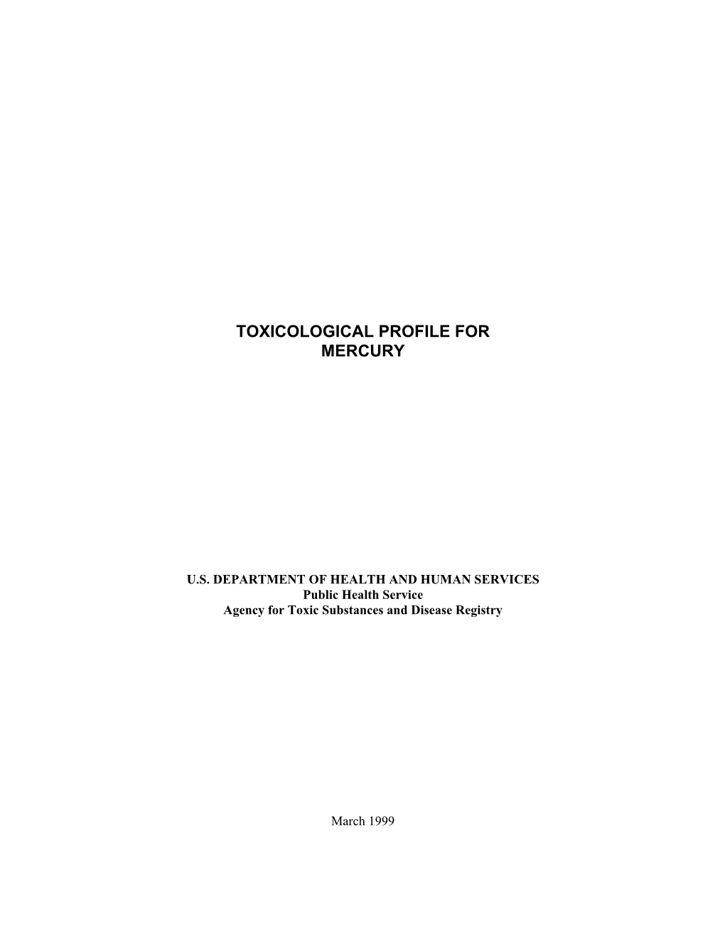 Toxicological Profile for Mercury