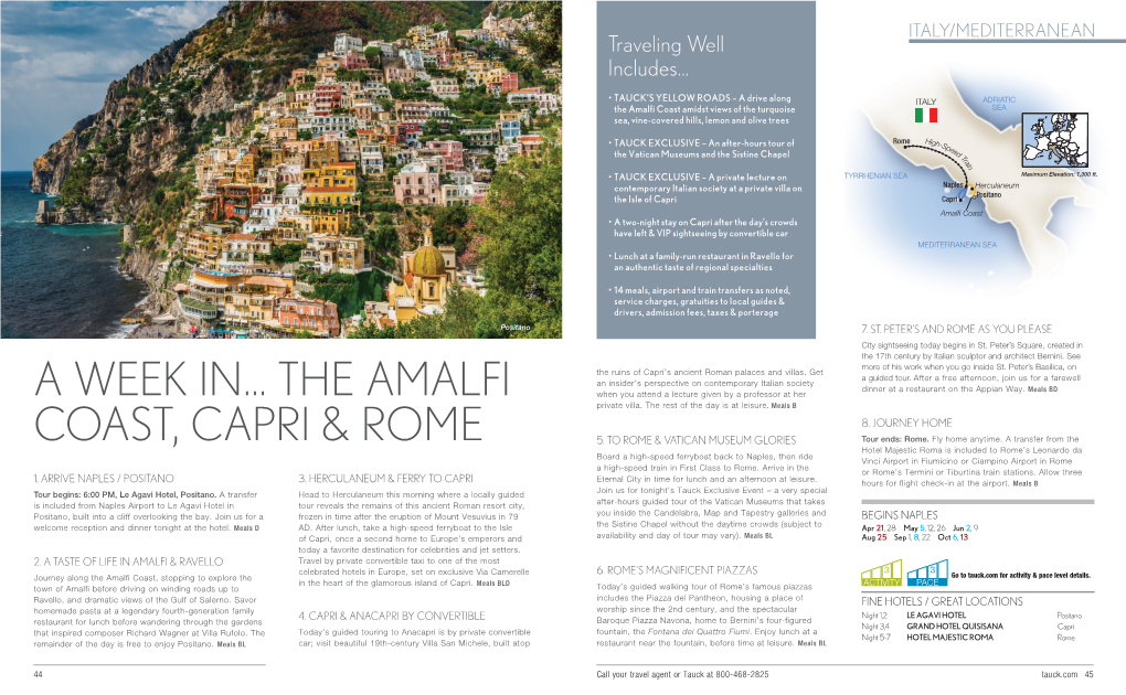 The Amalfi Coast, Capri & Rome