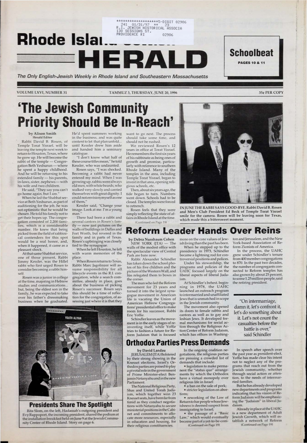HERALD PAGES 10 & 11 the Only English-Jewish Weekly in Rhode Island and Southeastern Massachusetts