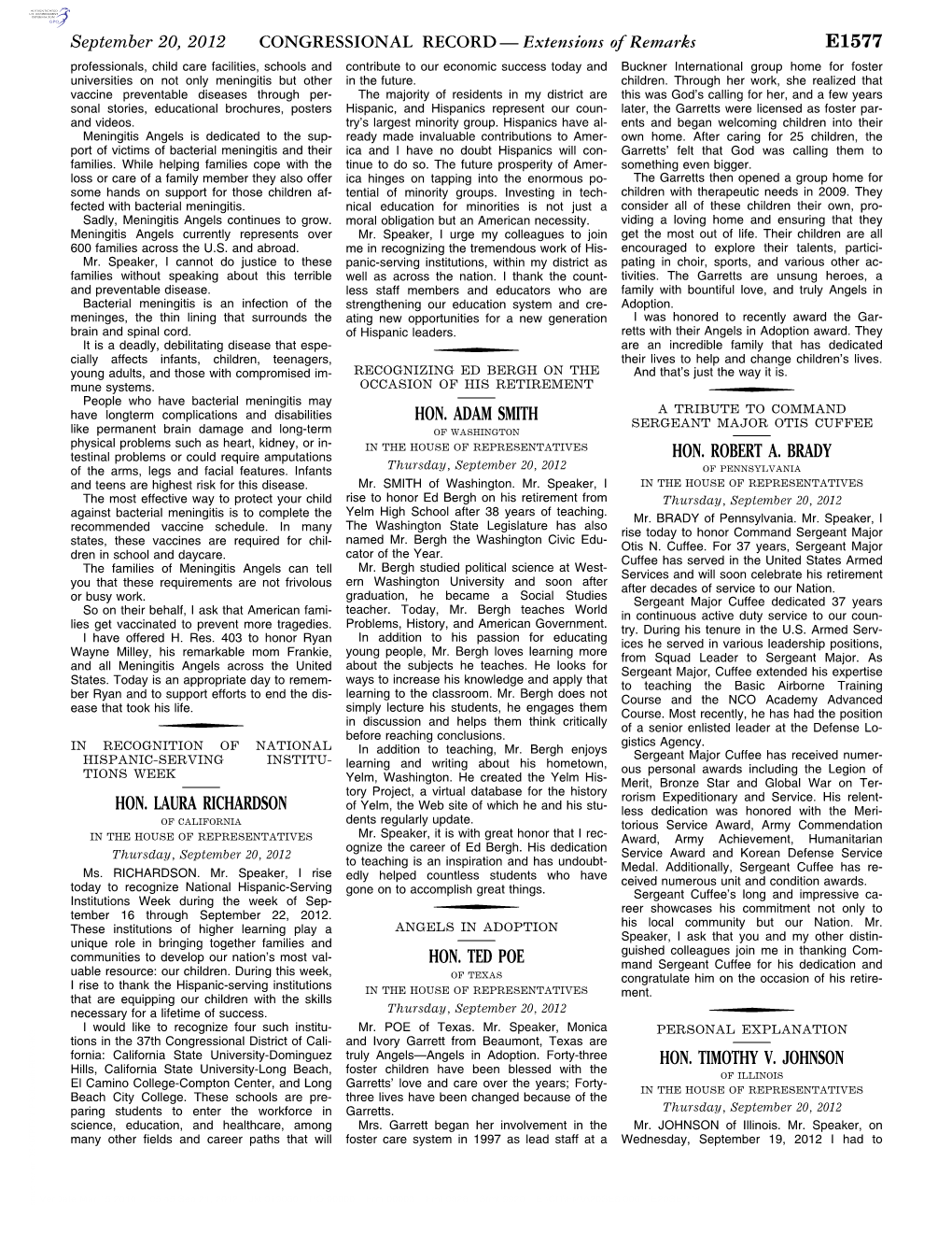 CONGRESSIONAL RECORD— Extensions of Remarks E1577 HON