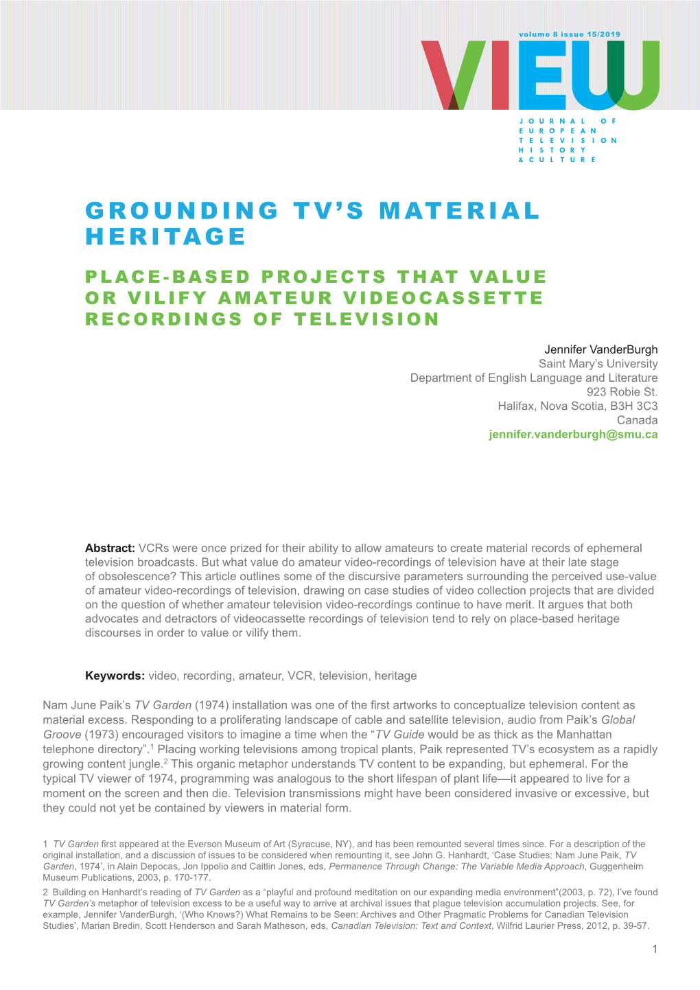 Grounding Tv's Material Heritage